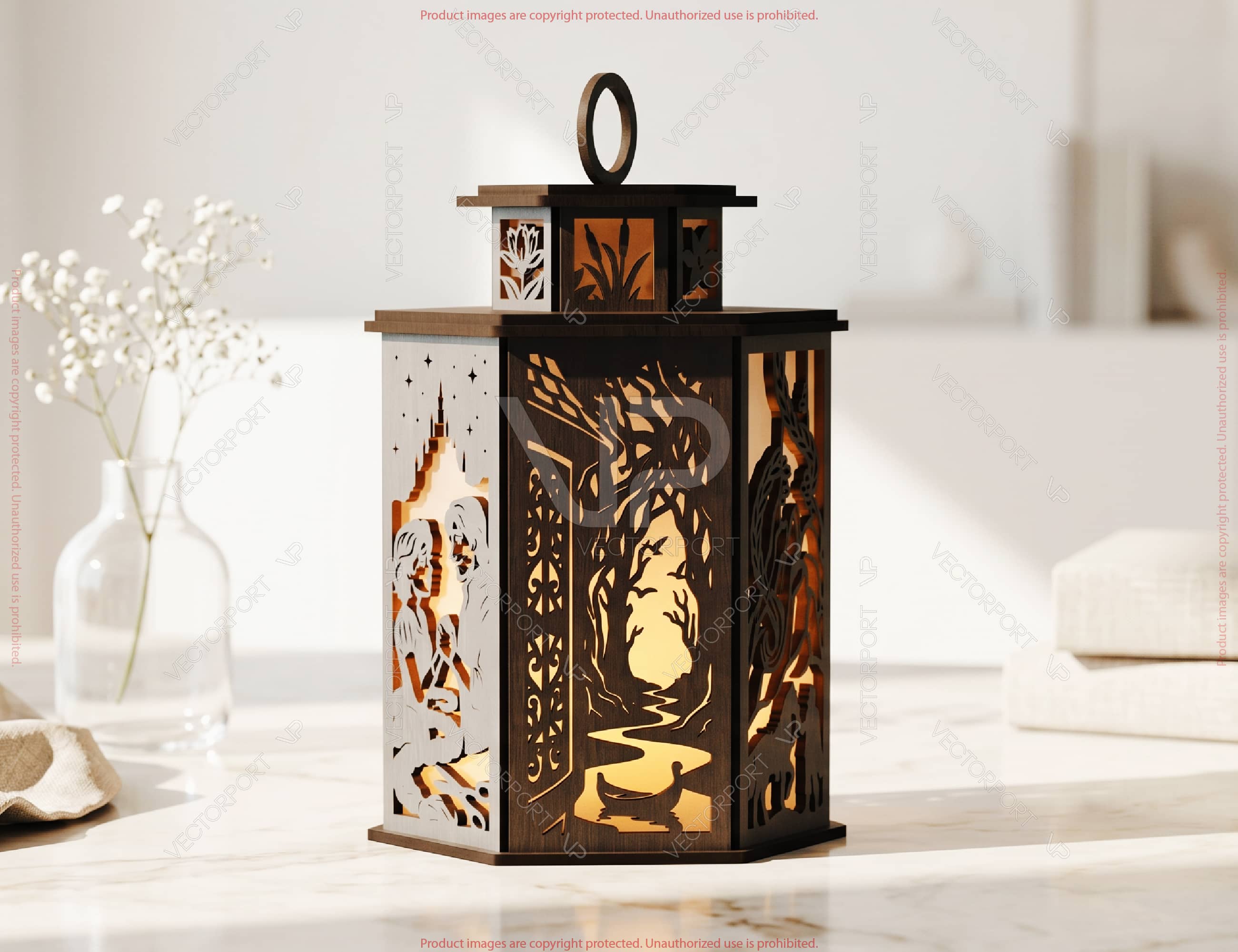 Enchanted Tower Lantern SVG | Fairy Tale Silhouette Candle Holder | Magical Hair Story Light Box | Laser Cut Digital Download |#U715|