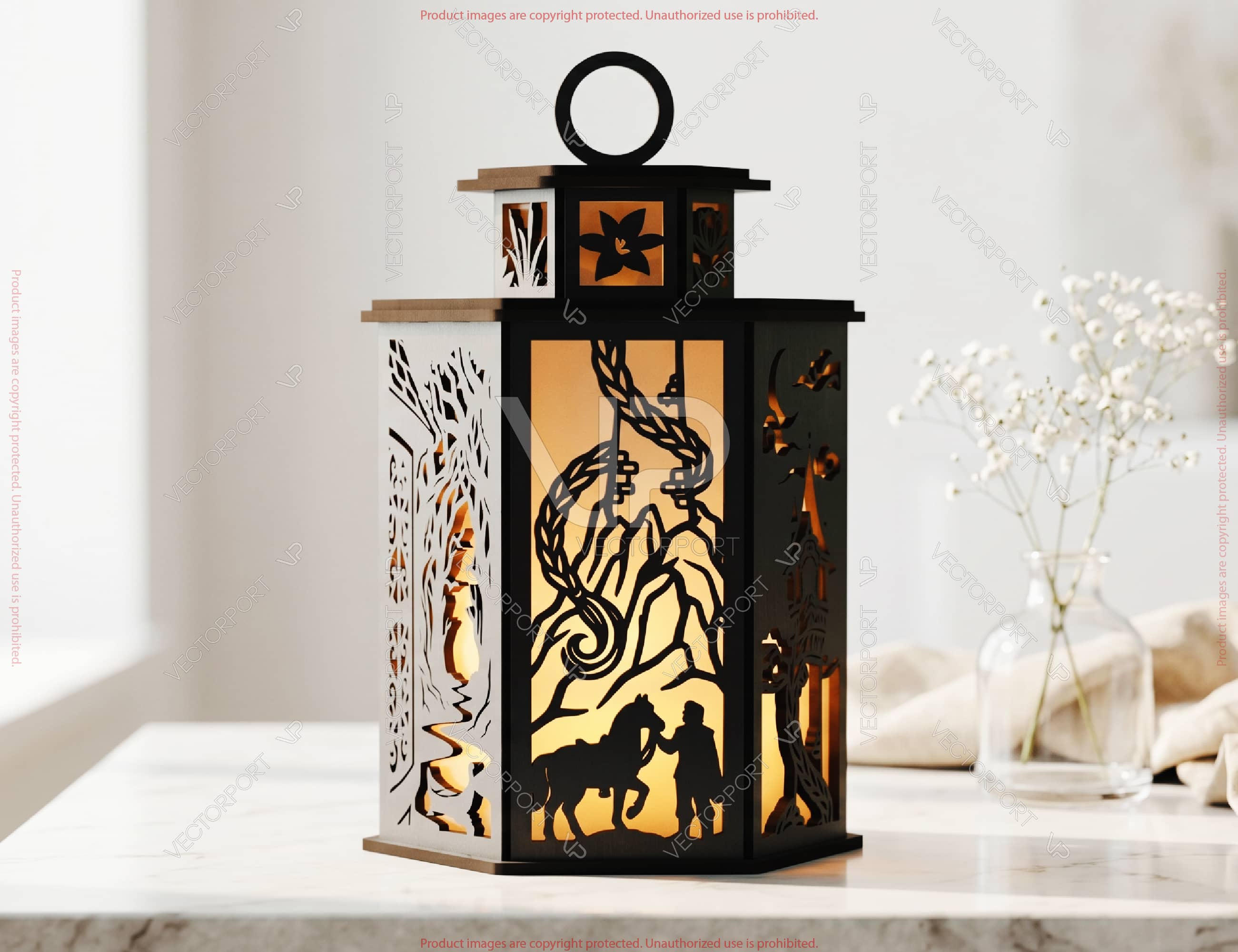 Enchanted Tower Lantern SVG | Fairy Tale Silhouette Candle Holder | Magical Hair Story Light Box | Laser Cut Digital Download |#U715|
