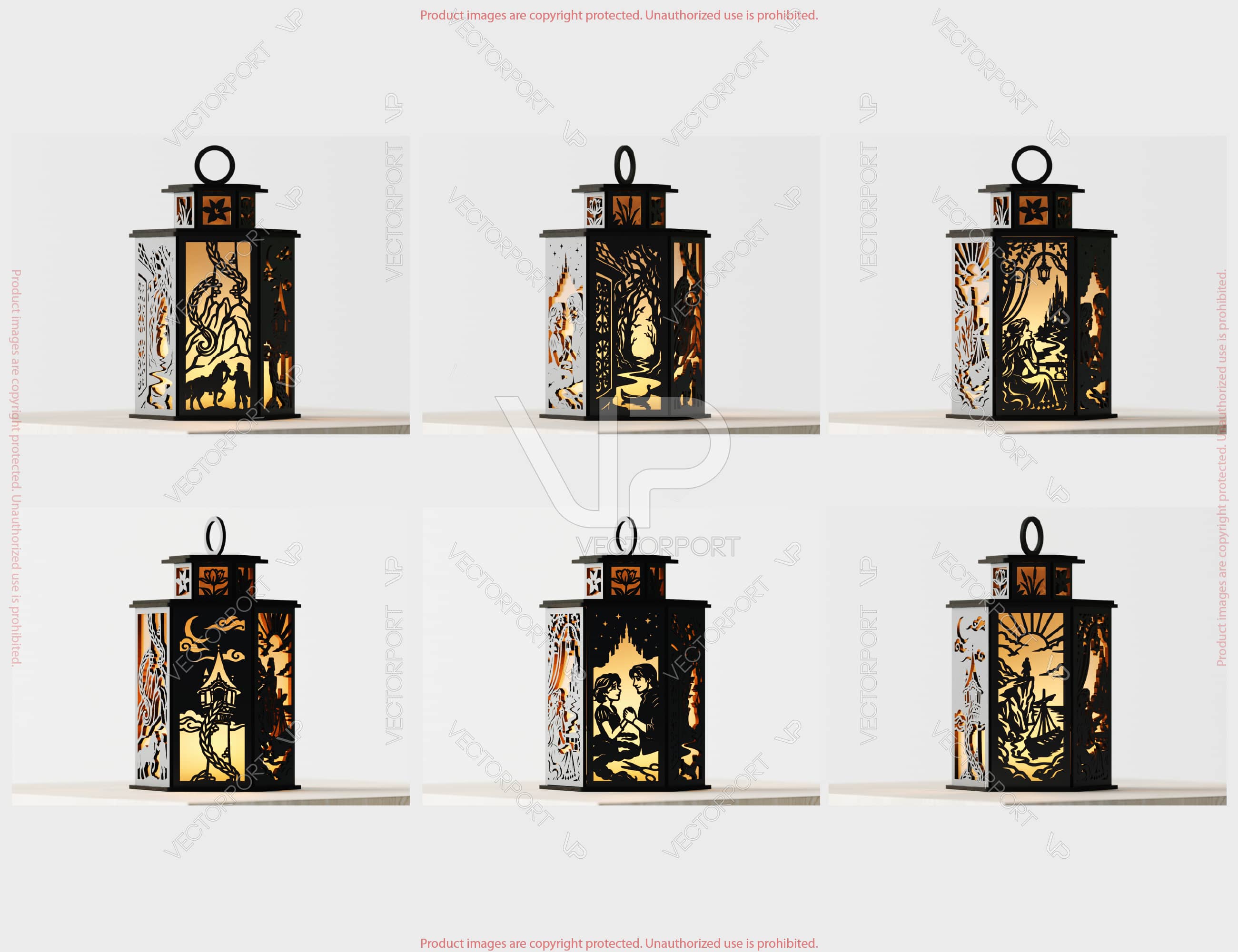 Enchanted Tower Lantern SVG | Fairy Tale Silhouette Candle Holder | Magical Hair Story Light Box | Laser Cut Digital Download |#U715|