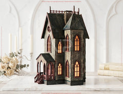 Gothic Haunted House Lantern SVG – Laser Cut Victorian House – Layered Wooden Luminary Digital Download |#U716| VectorPort