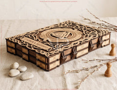 Viking Backgammon Set SVG | Norse Tavla Board Game Box Laser Cut Folding Game Case Dice Digital Download |#U718| VectorPort