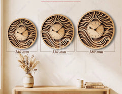 Modern Wooden Wall Clock SVG | Layered Laser Cut Clock File | Abstract Wave Clock Design Digital Download |#U719|