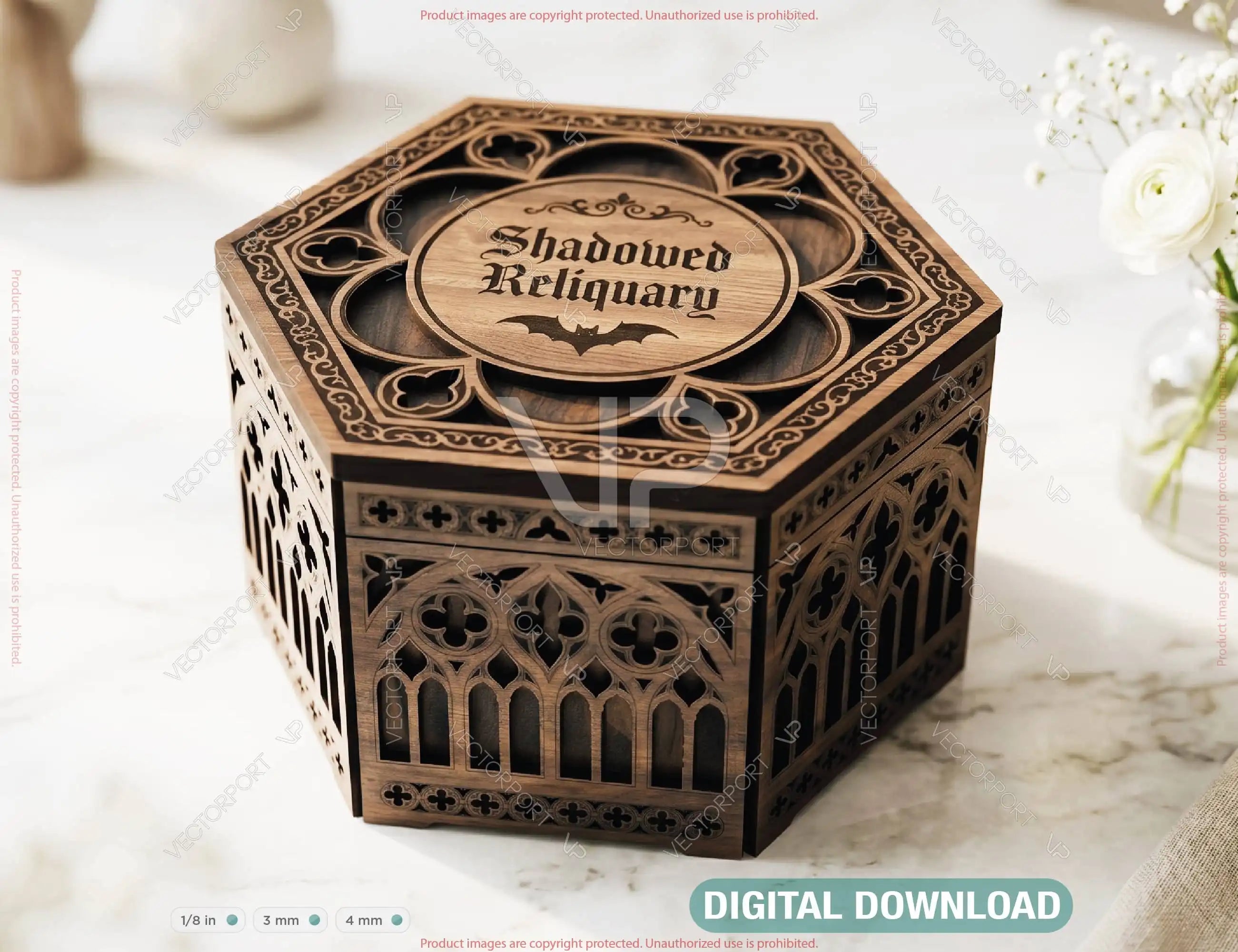 Gothic Wooden Storage Box Laser Cut Keepsake Memory Box Decorative Storage Digital Download |#U721| VectorPort