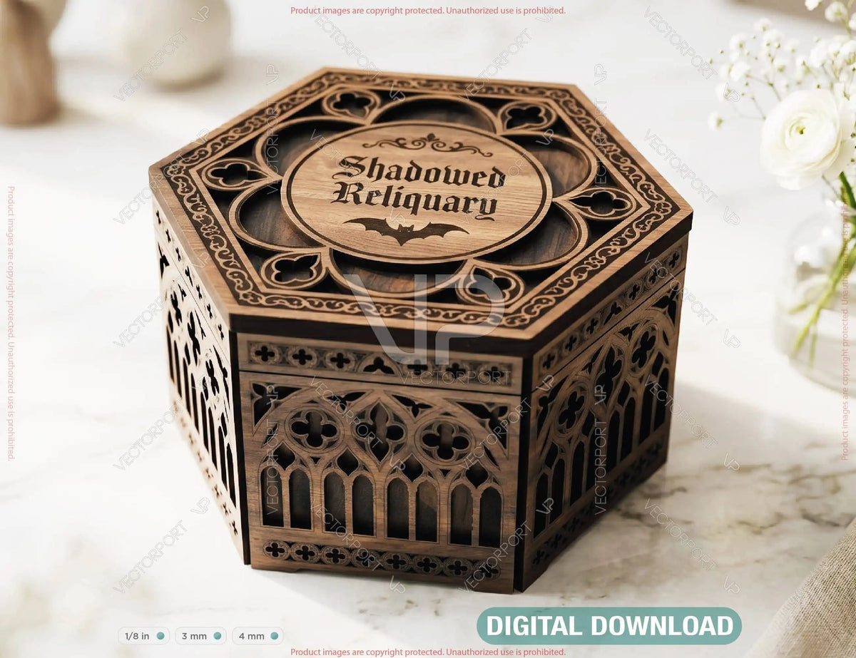 Gothic Wooden Storage Box Laser Cut Keepsake Memory Box Decorative Storage Digital Download |#U721| VectorPort