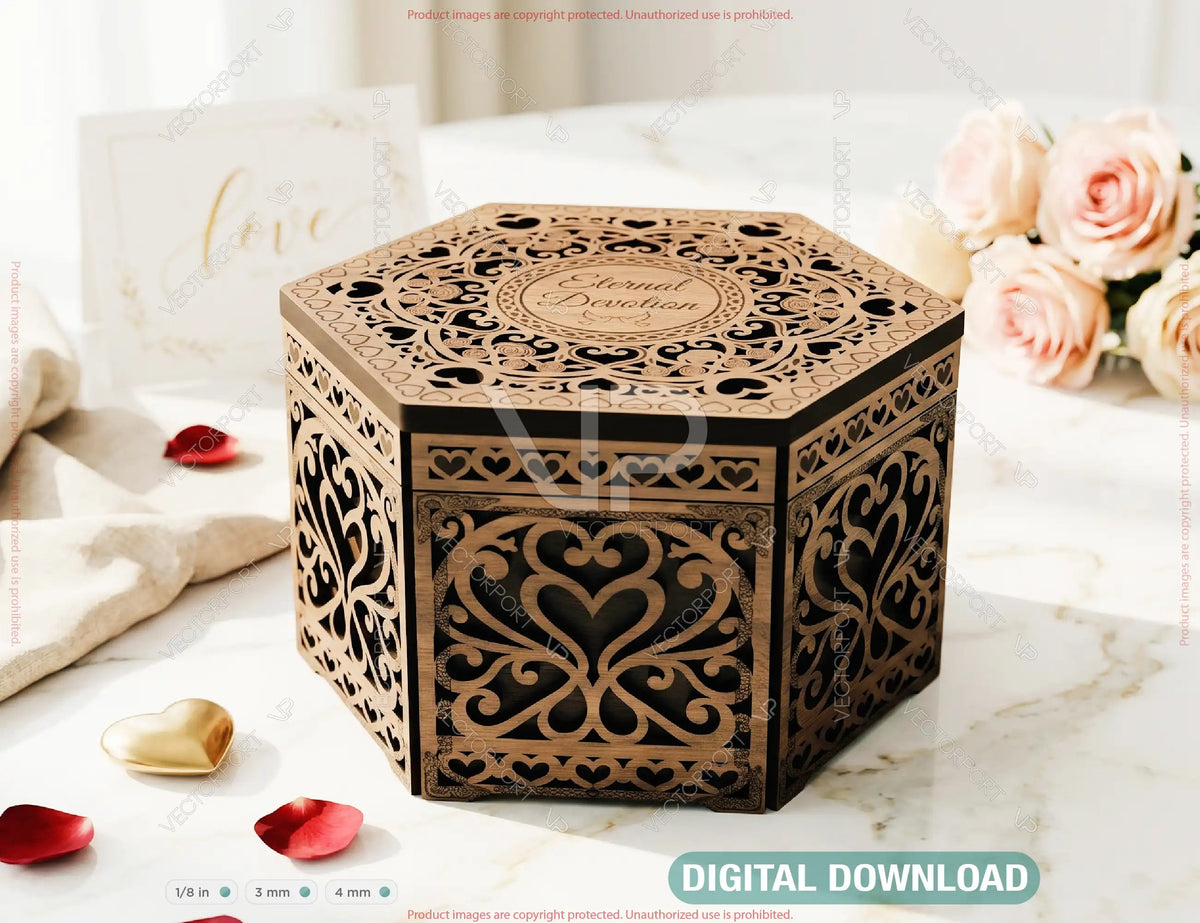Romantic Wooden Storage Box Laser Cut Love Keepsake Memory Box Digital Download |#U722| VectorPort