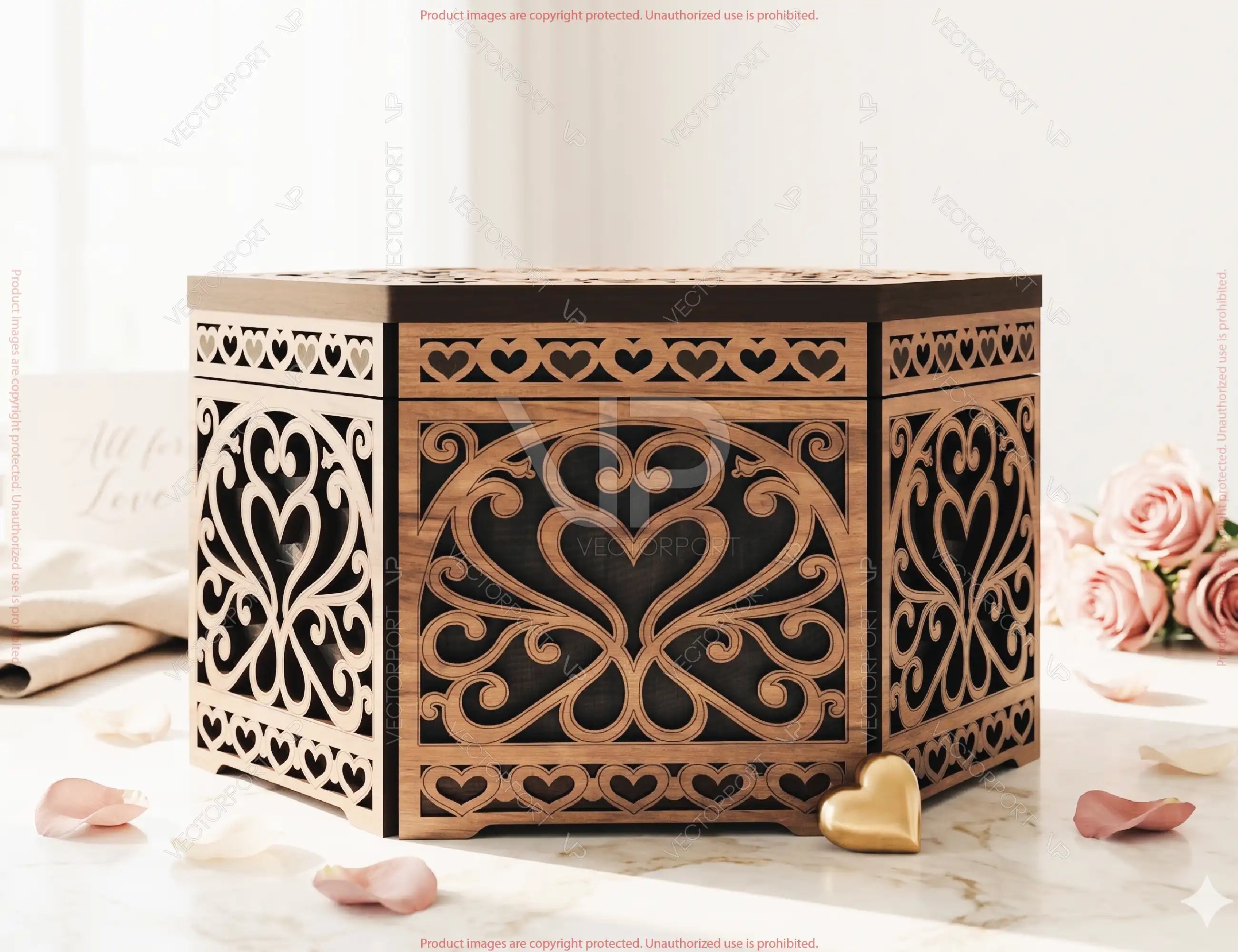 Romantic Wooden Storage Box Laser Cut Love Keepsake Memory Box Digital Download |#U722| VectorPort