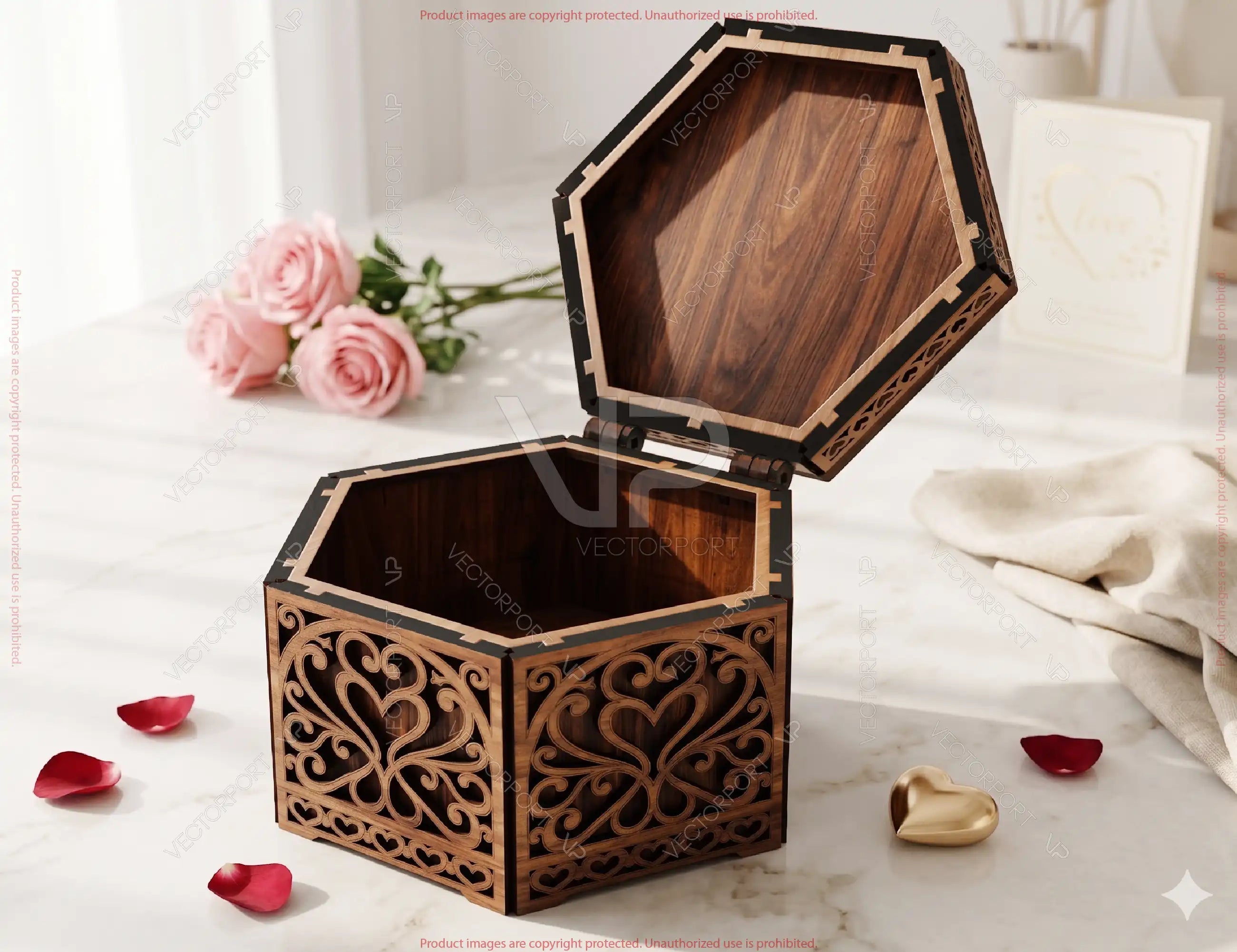 Romantic Wooden Storage Box Laser Cut Love Keepsake Memory Box Digital Download |#U722| VectorPort
