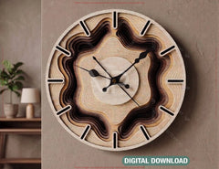 Multilayer Modern Wooden Wall Clock SVG Laser Cut Clock File Abstract Wave Clock Design Digital Download |#U724| VectorPort