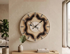 Multilayer Modern Wooden Wall Clock SVG Laser Cut Clock File Abstract Wave Clock Design Digital Download |#U724| VectorPort