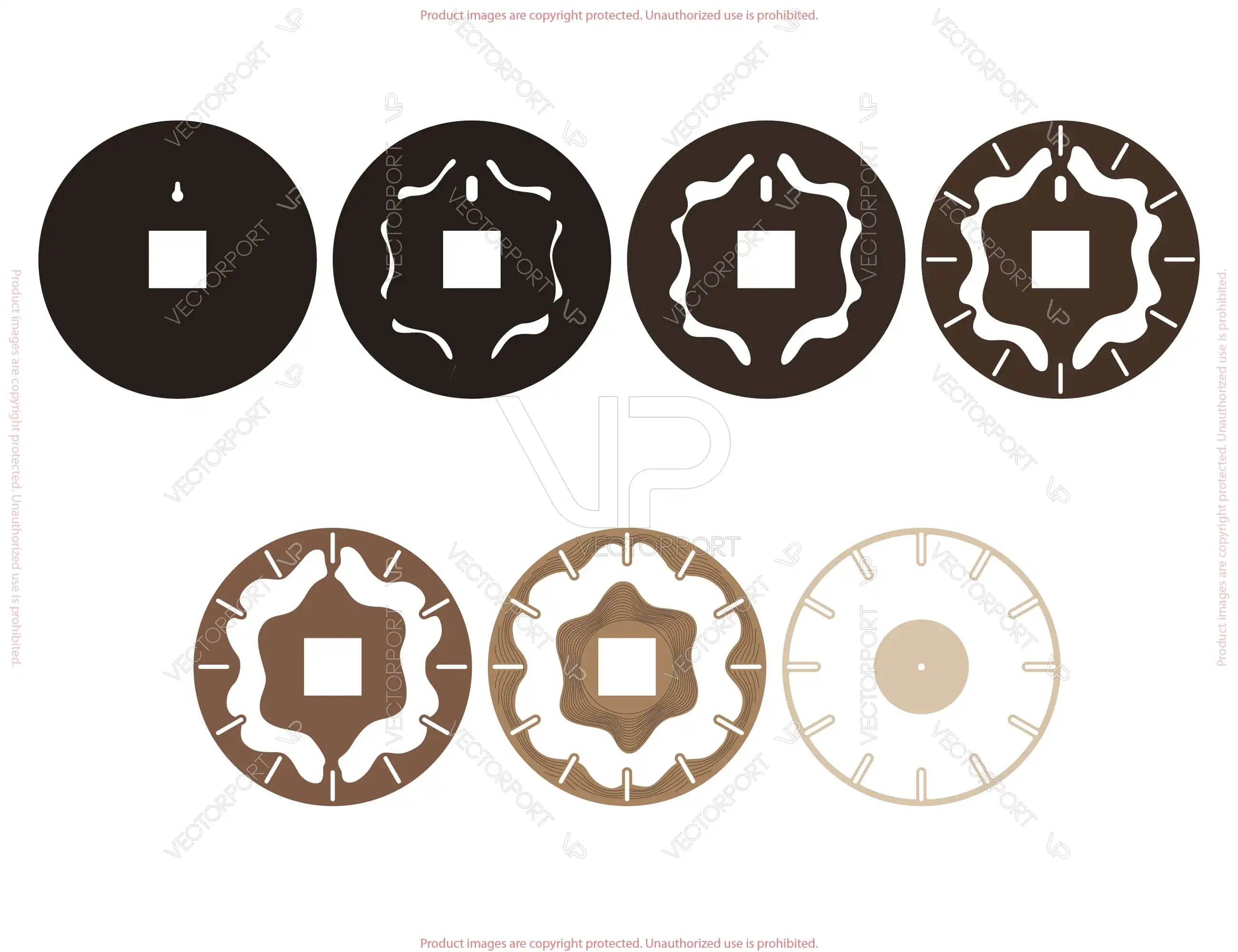 Multilayer Modern Wooden Wall Clock SVG Laser Cut Clock File Abstract Wave Clock Design Digital Download |#U724| VectorPort