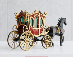Vintage Royal Horse and Carriage Laser Cut File Miniature Horse Cart 3D SVG Digital Download |#U725|