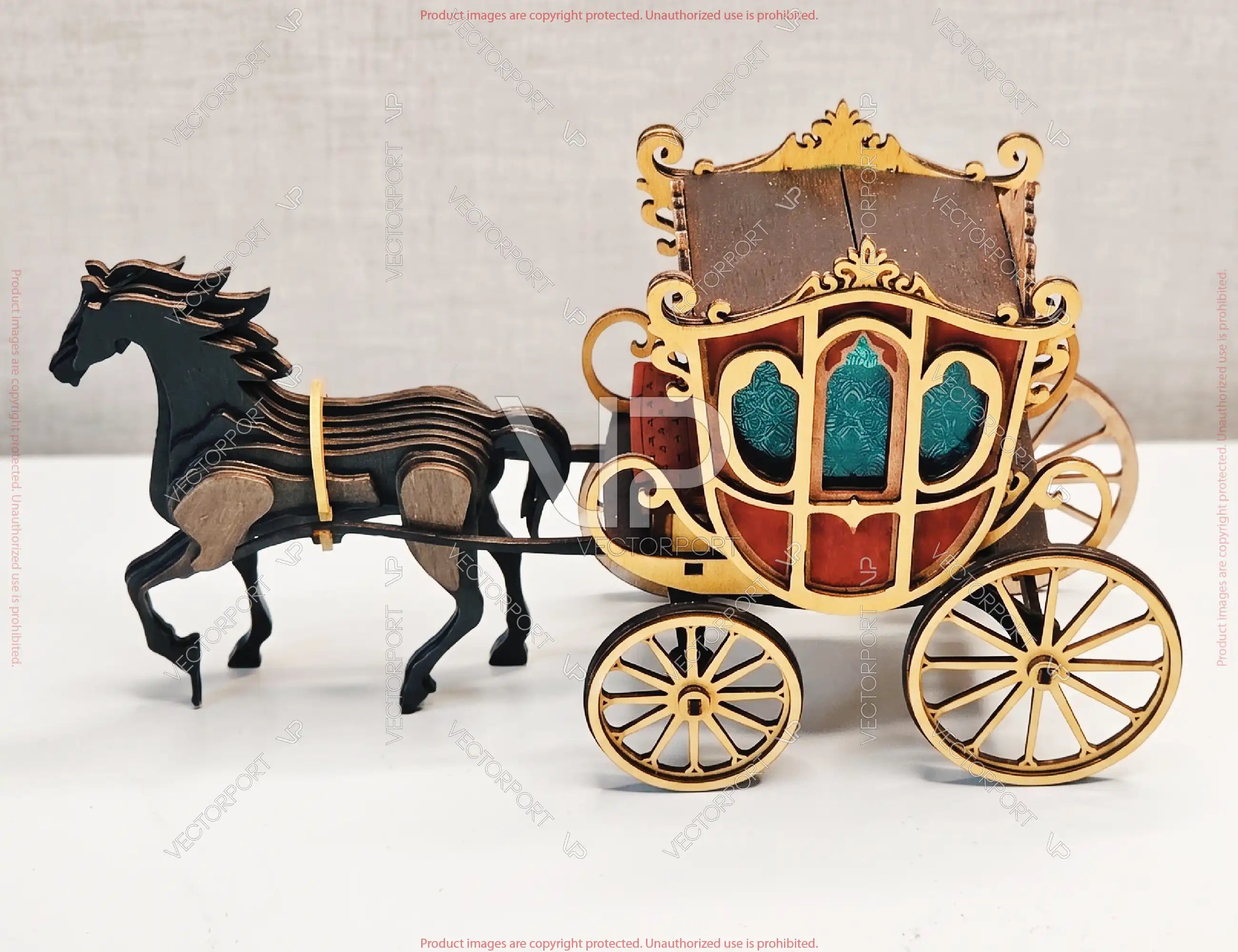 Vintage Royal Horse and Carriage Laser Cut File Miniature Horse Cart 3D SVG Digital Download |#U725|