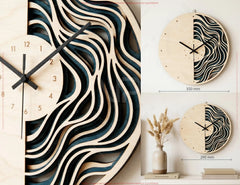 3D Layered Ocean Waves Wall Clock SVG Wall Art Digital Download |#U727| VectorPort