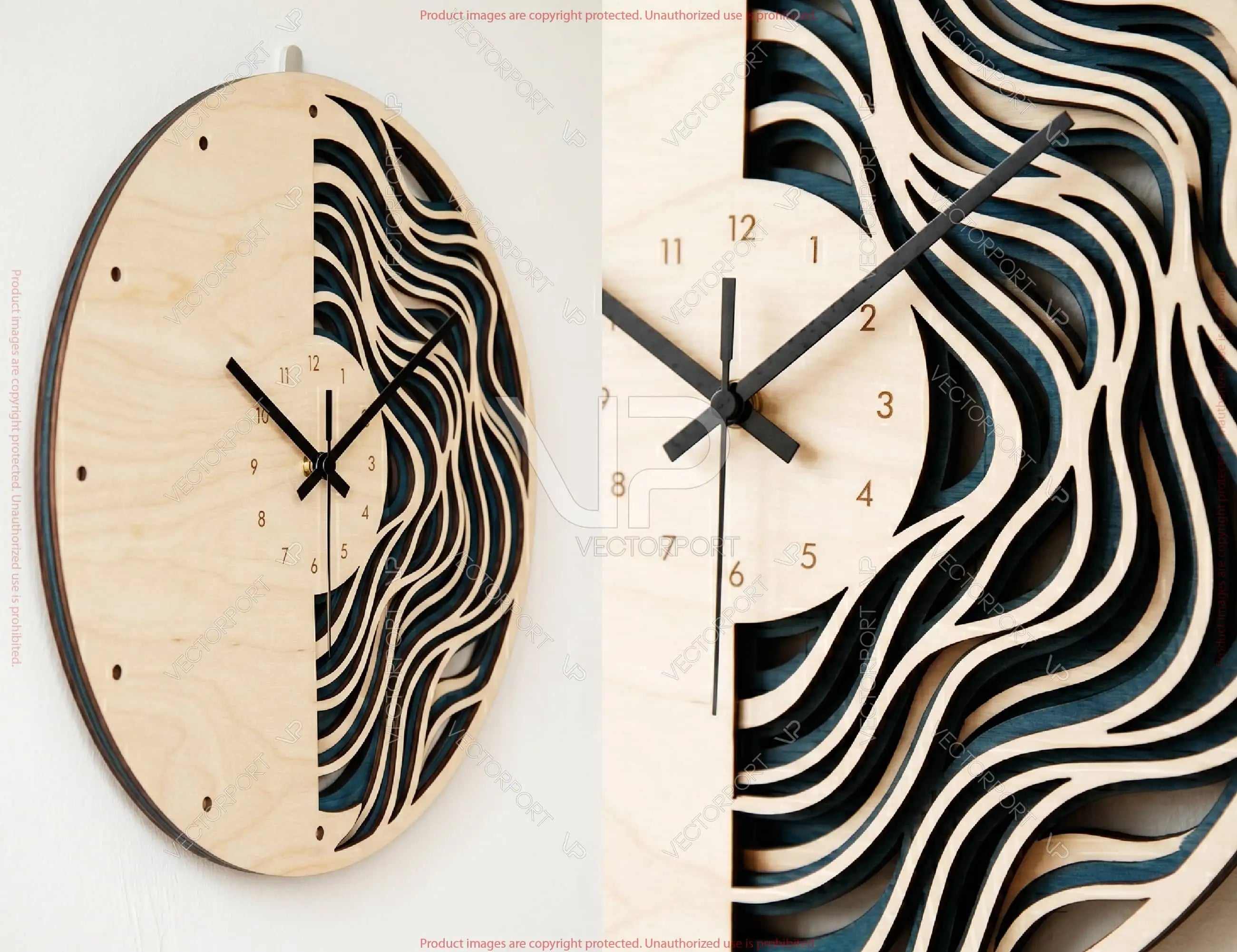 3D Layered Ocean Waves Wall Clock SVG Wall Art Digital Download |#U727| VectorPort
