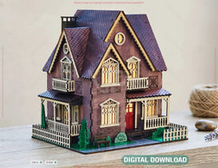 Victorian Dollhouse SVG | Laser Cut Miniature House | Wooden Gothic House Lantern Digital Download |#U730| VectorPort
