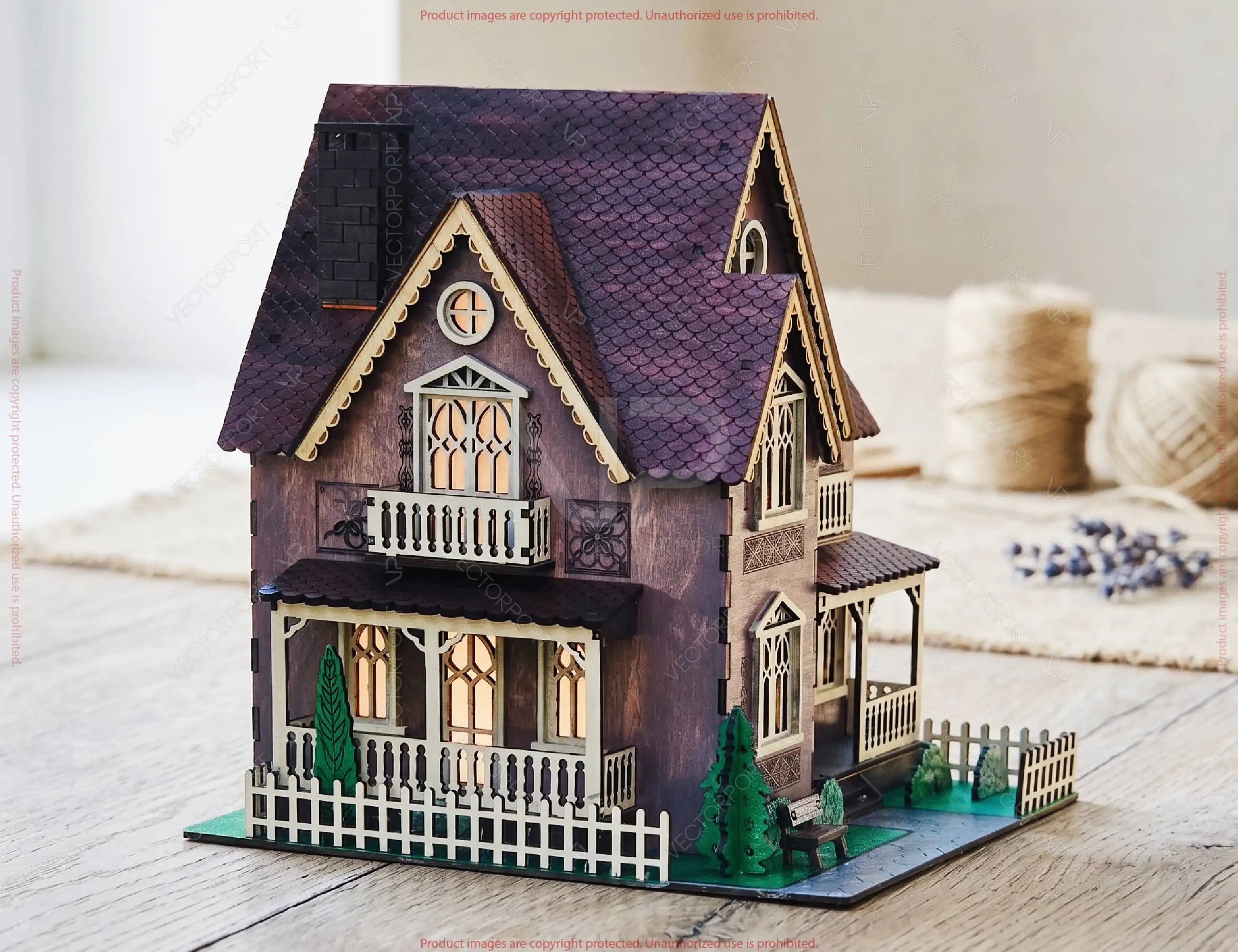 Victorian Dollhouse SVG | Laser Cut Miniature House | Wooden Gothic House Lantern Digital Download |#U730| VectorPort