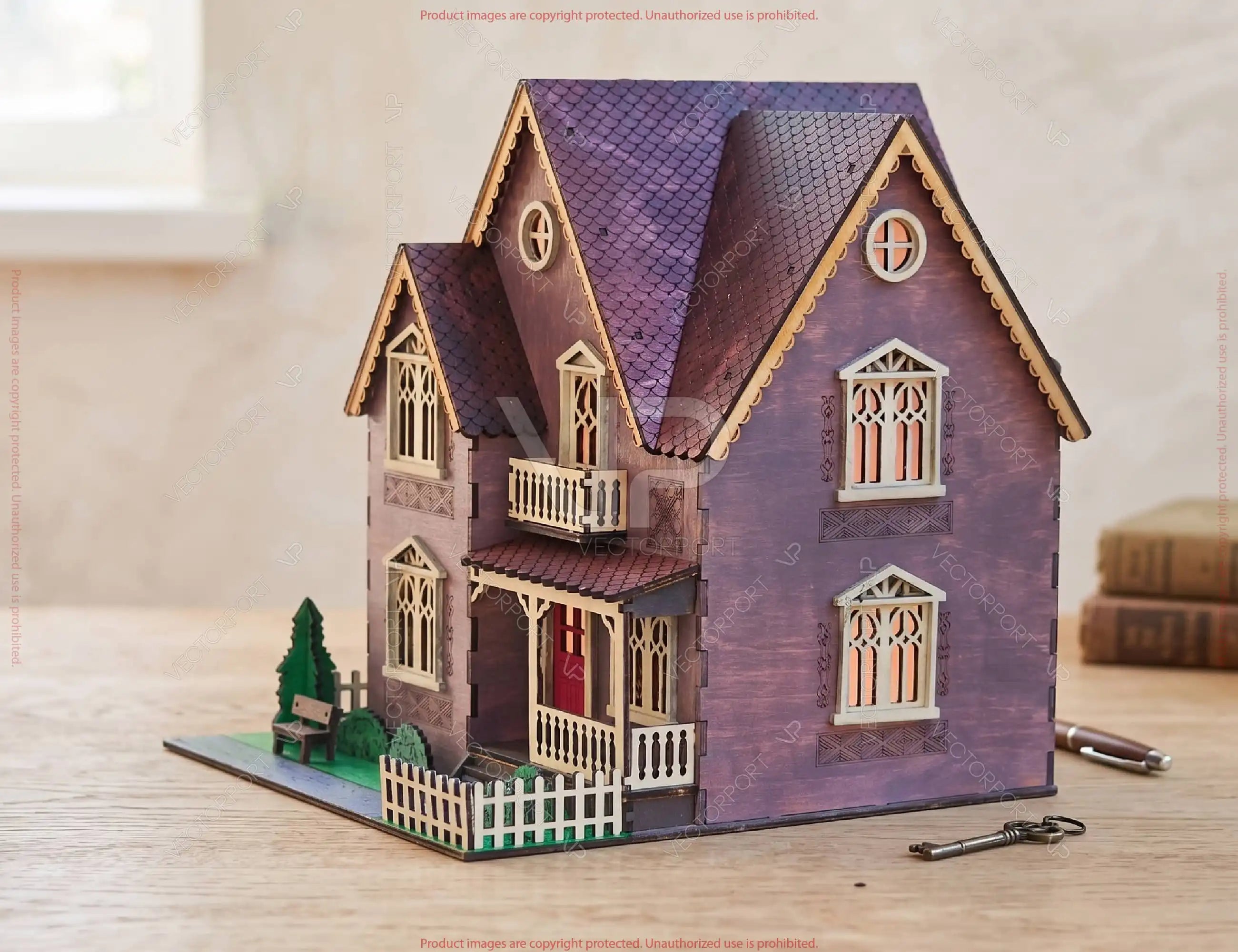 Victorian Dollhouse SVG | Laser Cut Miniature House | Wooden Gothic House Lantern Digital Download |#U730| VectorPort