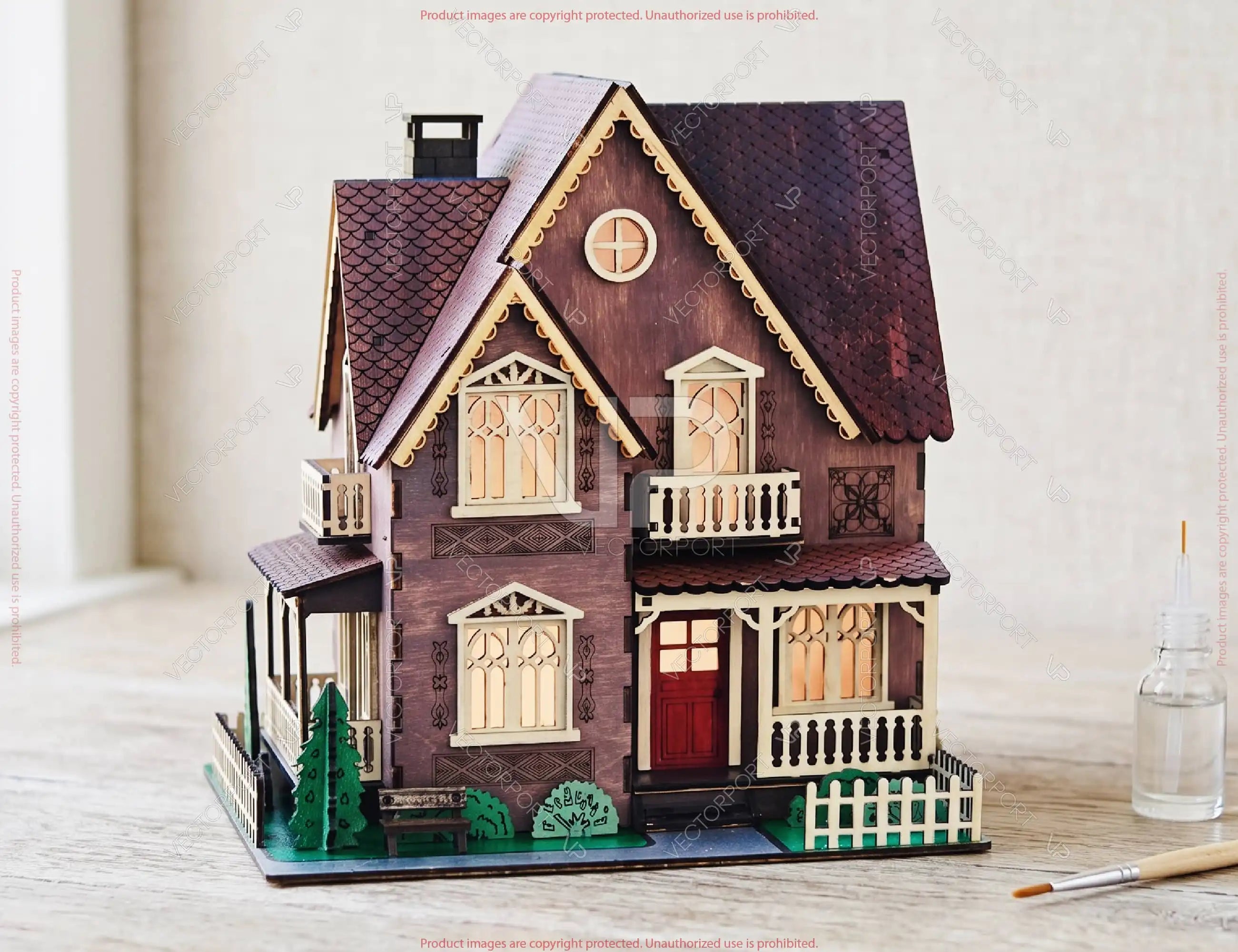 Victorian Dollhouse SVG | Laser Cut Miniature House | Wooden Gothic House Lantern Digital Download |#U730| VectorPort