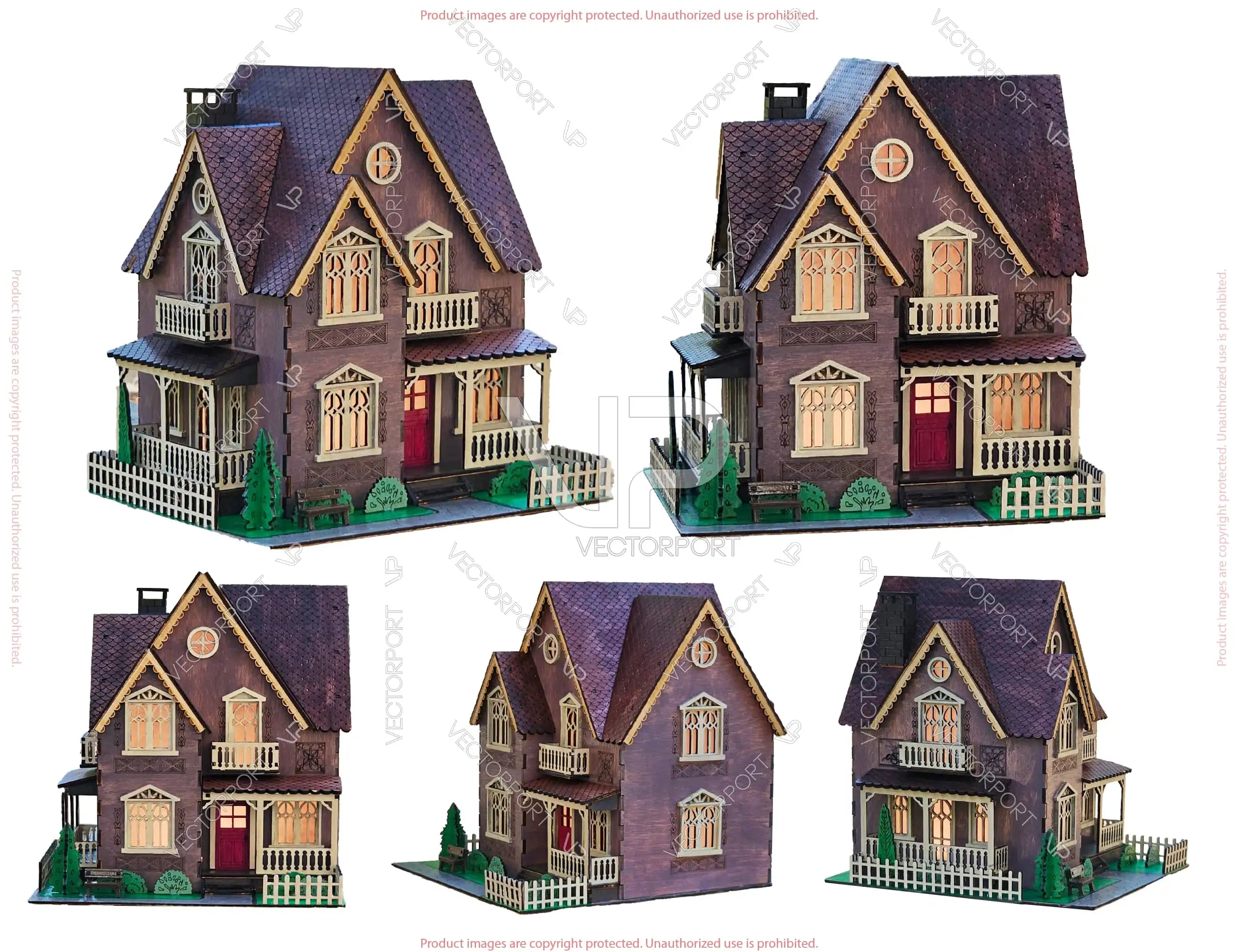Victorian Dollhouse SVG | Laser Cut Miniature House | Wooden Gothic House Lantern Digital Download |#U730| VectorPort