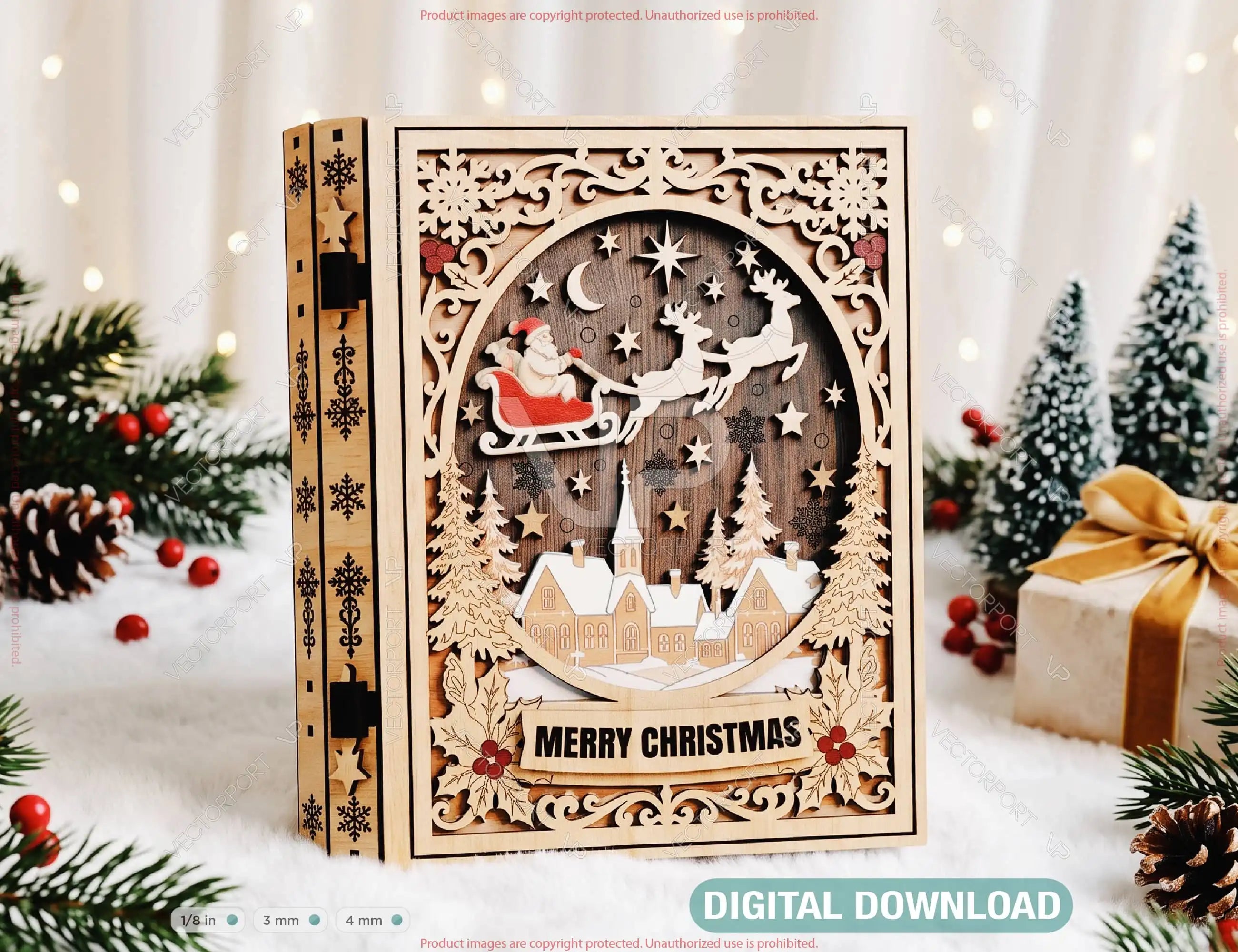 Personalized Wooden Christmas Keepsake Book Box Digital Download |#U732| VectorPort