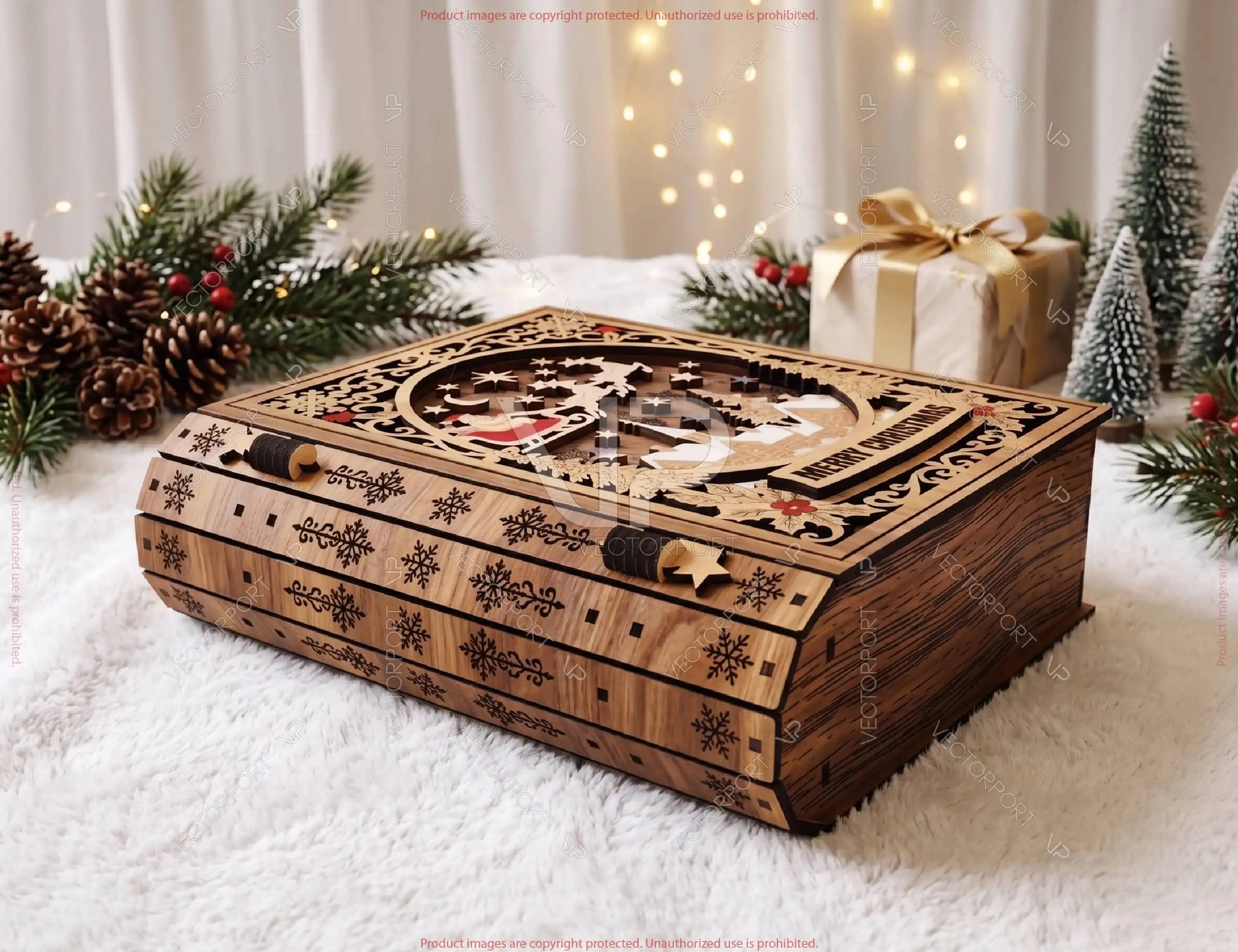 Personalized Wooden Christmas Keepsake Book Box Digital Download |#U732| VectorPort