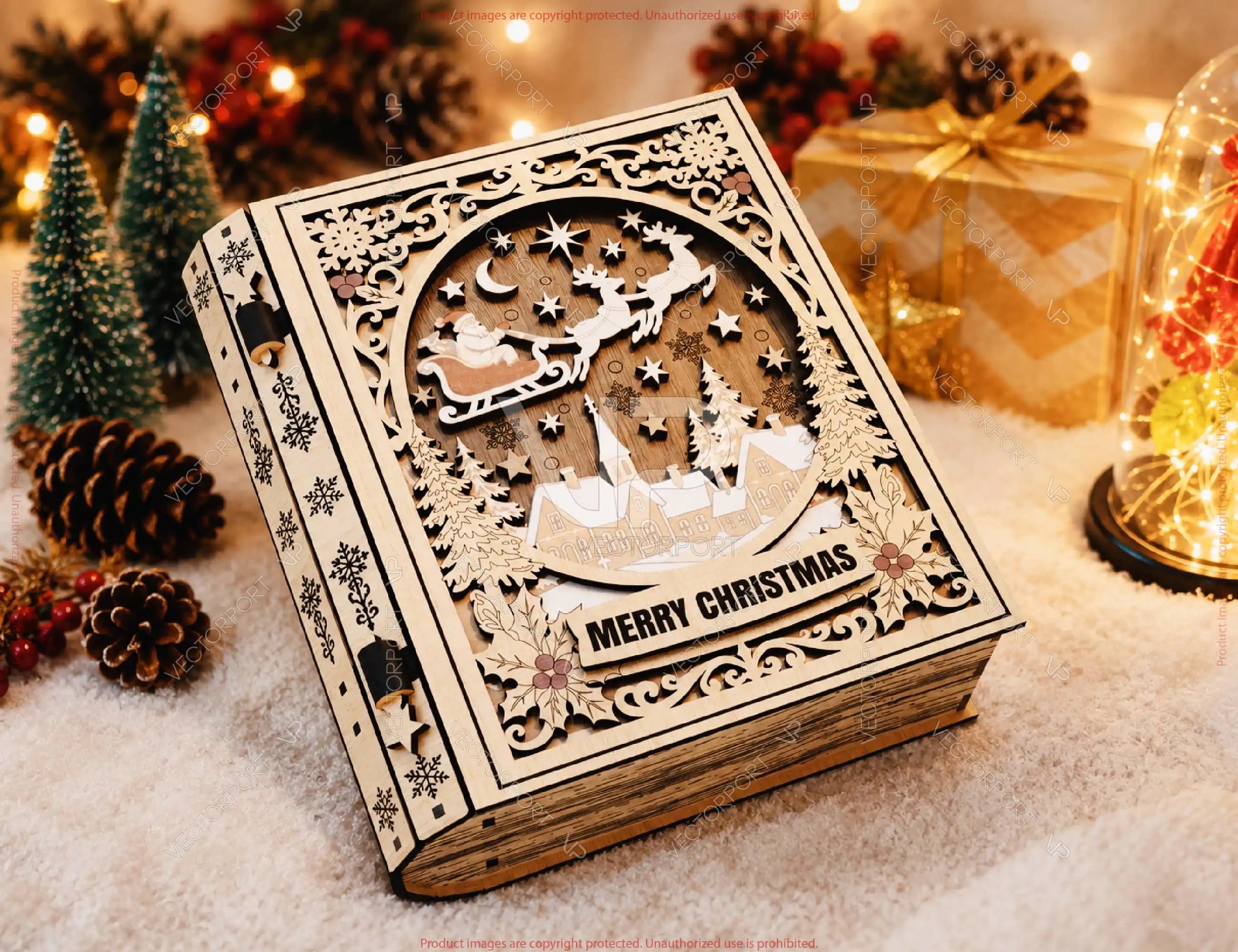 Personalized Wooden Christmas Keepsake Book Box Digital Download |#U732| VectorPort