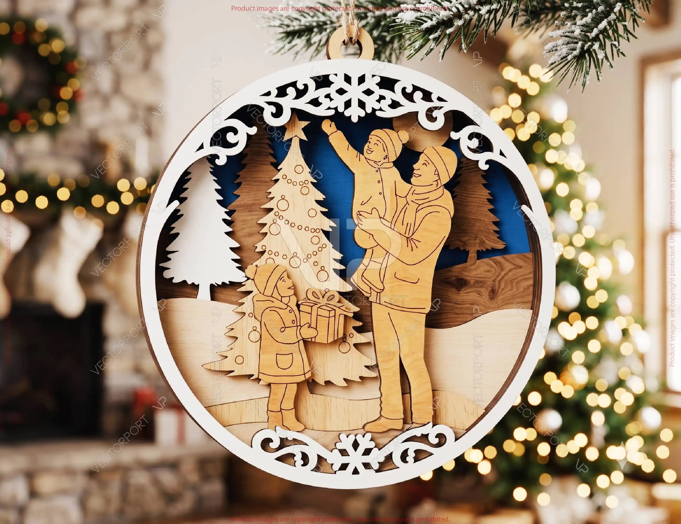 3D Christmas Ornament SVG | Layered Winter Scene Laser Cut Files Digital Download |#U733| VectorPort