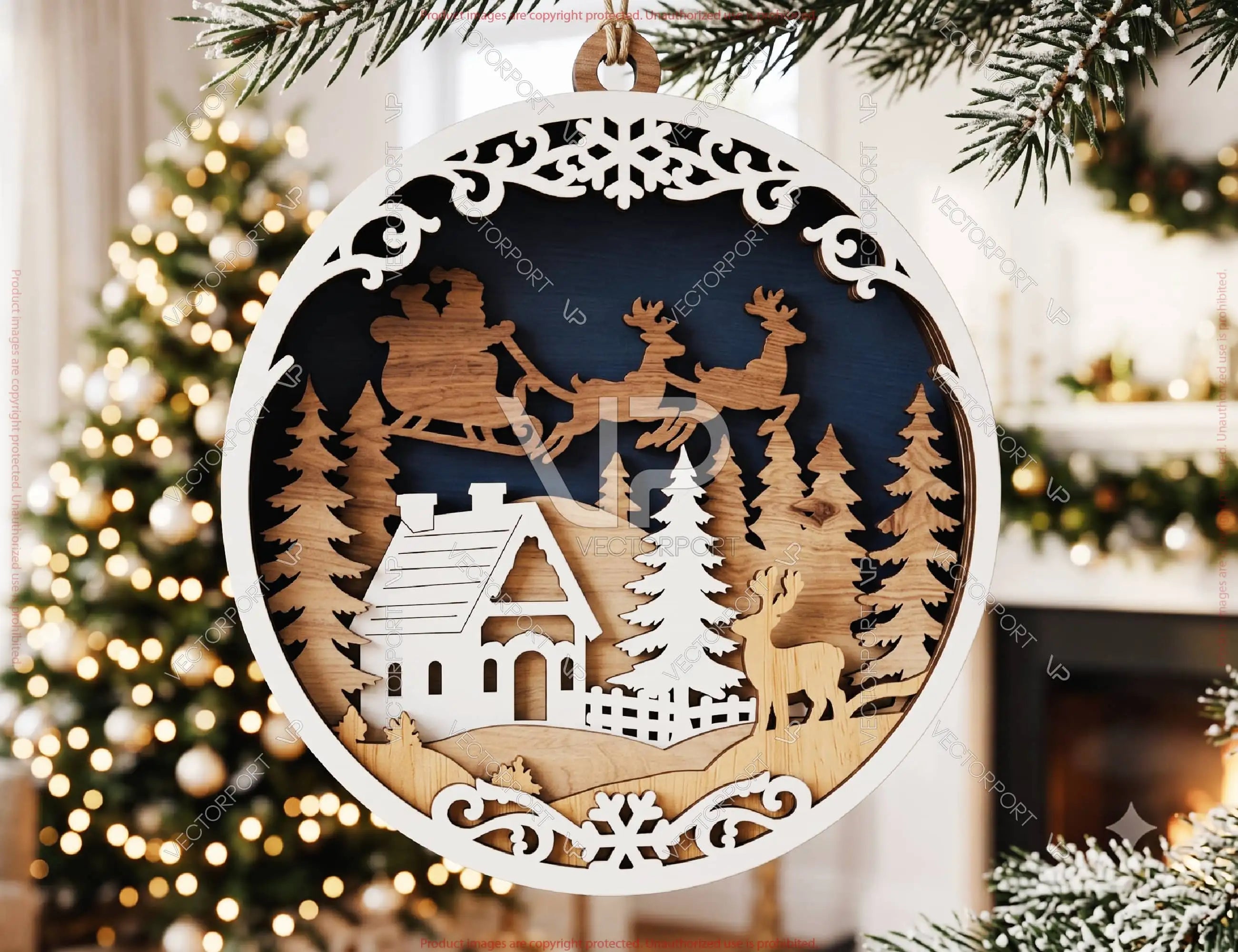 3D Christmas Ornament SVG | Layered Winter Scene Laser Cut Files Digital Download |#U733| VectorPort