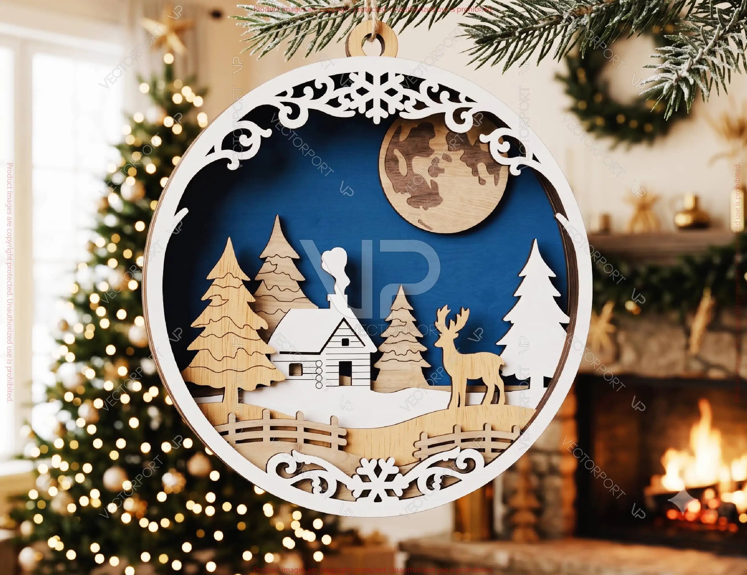 3D Christmas Ornament SVG | Layered Winter Scene Laser Cut Files Digital Download |#U733| VectorPort