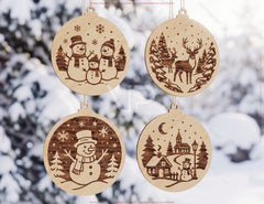 Christmas Engrave SVG 12 Winter Village Ornaments and Wood Coasters Digital Download |#U734| VectorPort