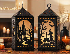 Halloween Lantern Laser Cut File SVG | Haunted House Candle Lantern Digital Download |#U735| VectorPort