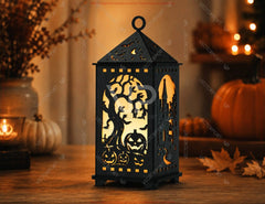 Halloween Lantern Laser Cut File SVG | Haunted House Candle Lantern Digital Download |#U735| VectorPort