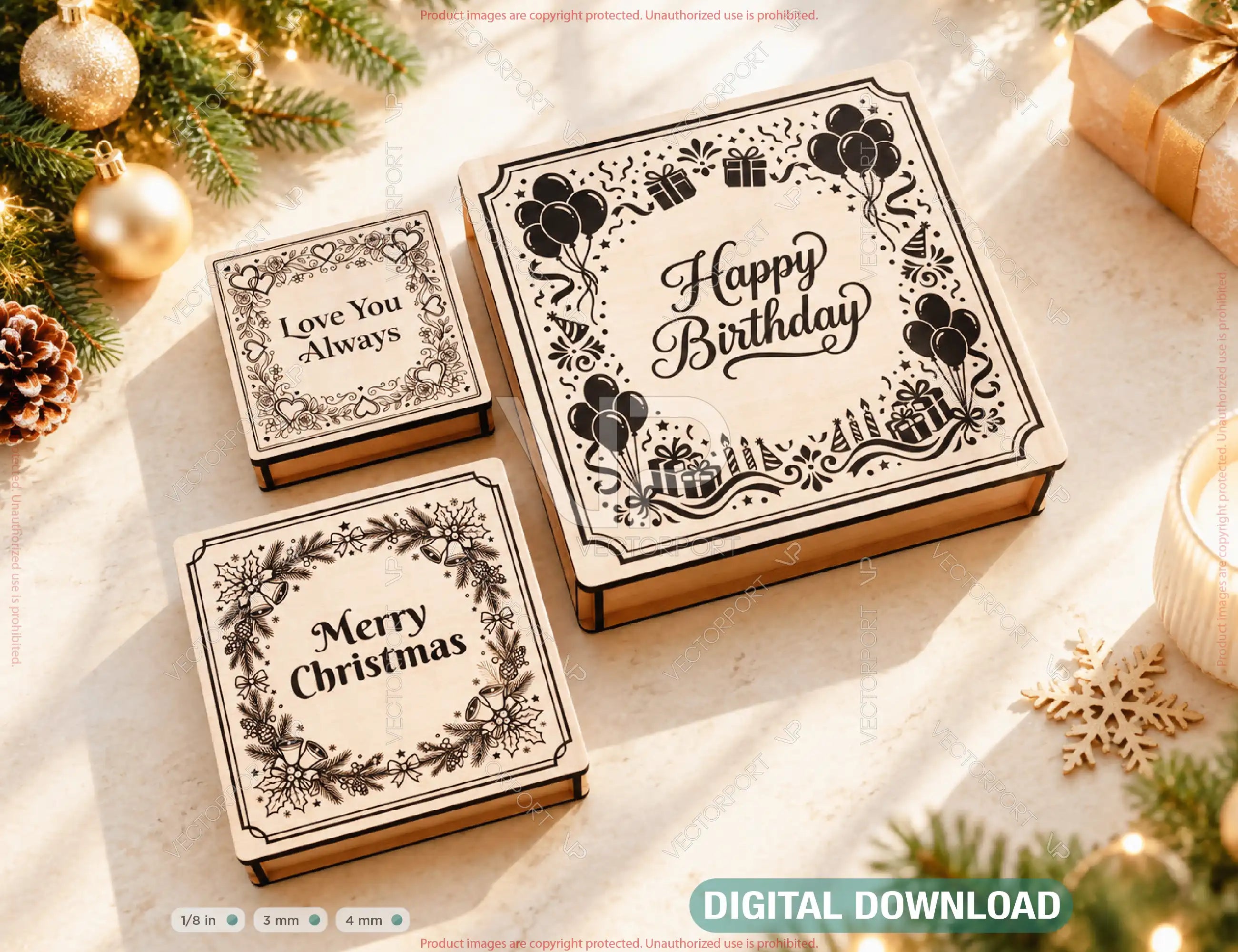 Laser Cut Gift Box | Personalized Keepsake Box | Engraved Wooden Box Digital Download |#U736| VectorPort