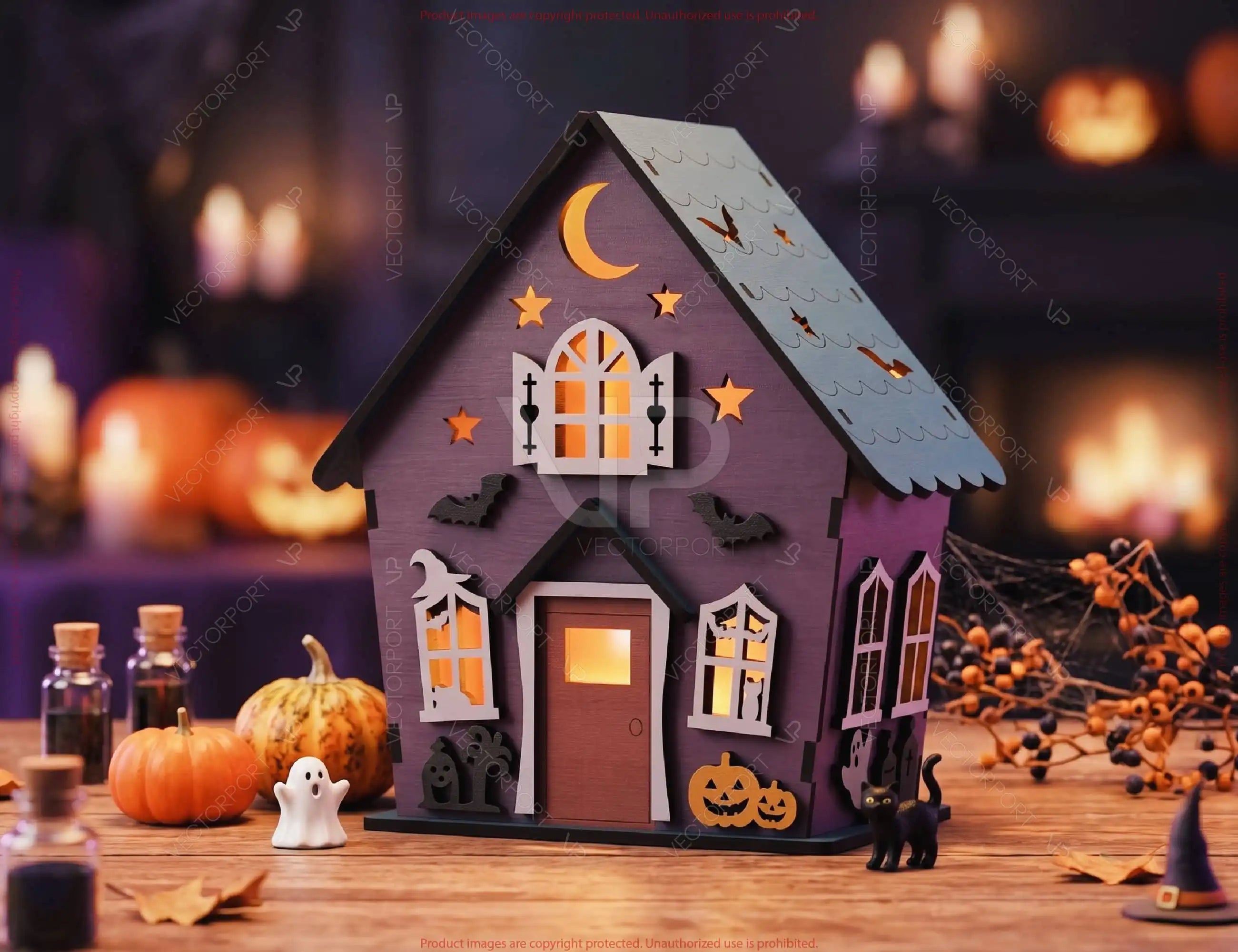 Halloween Haunted House Spooky Candle Holder Lantern Tea Light SVG Digital Download |#U737| VectorPort