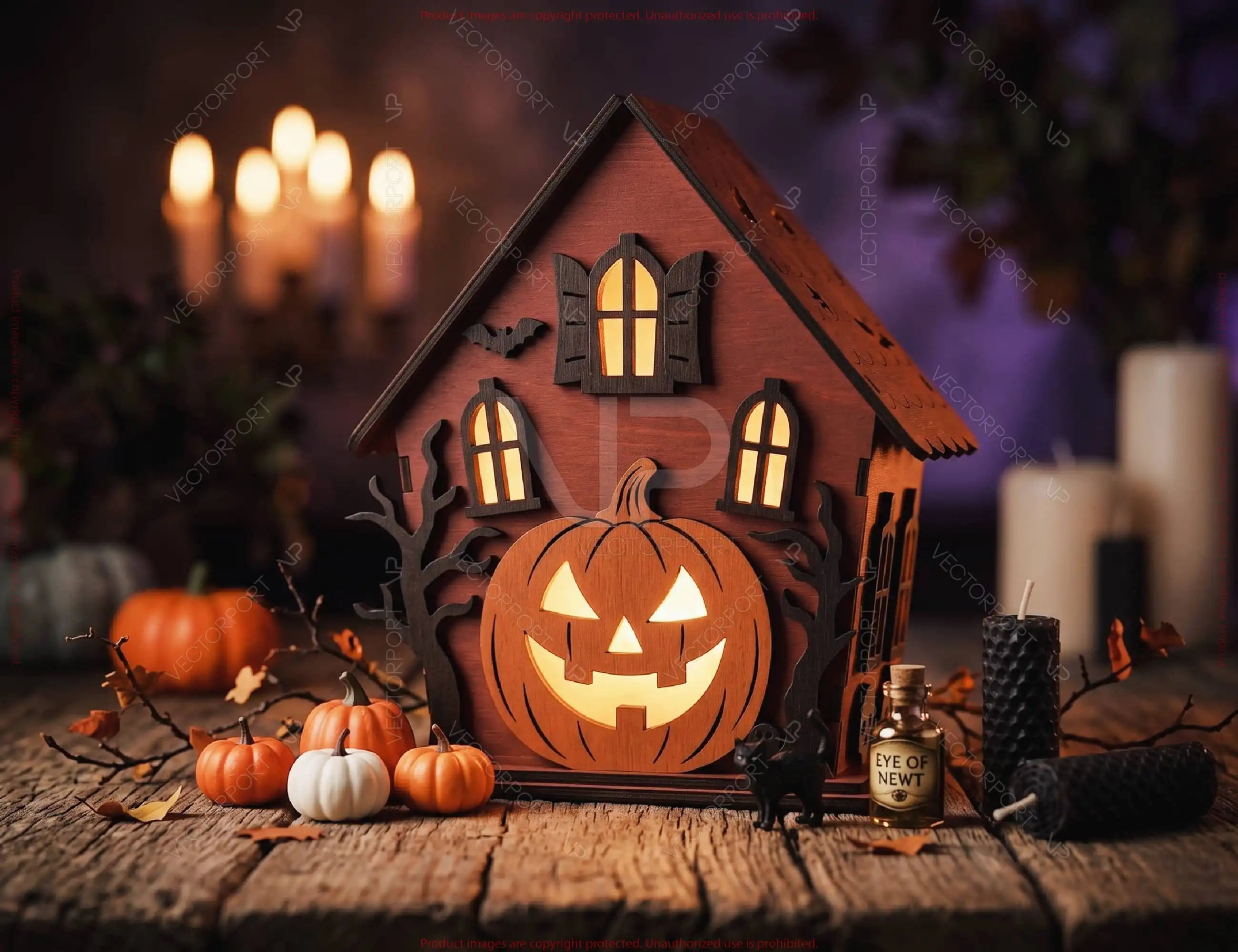 Halloween Haunted House Spooky Candle Holder Lantern Tea Light SVG Digital Download |#U737| VectorPort