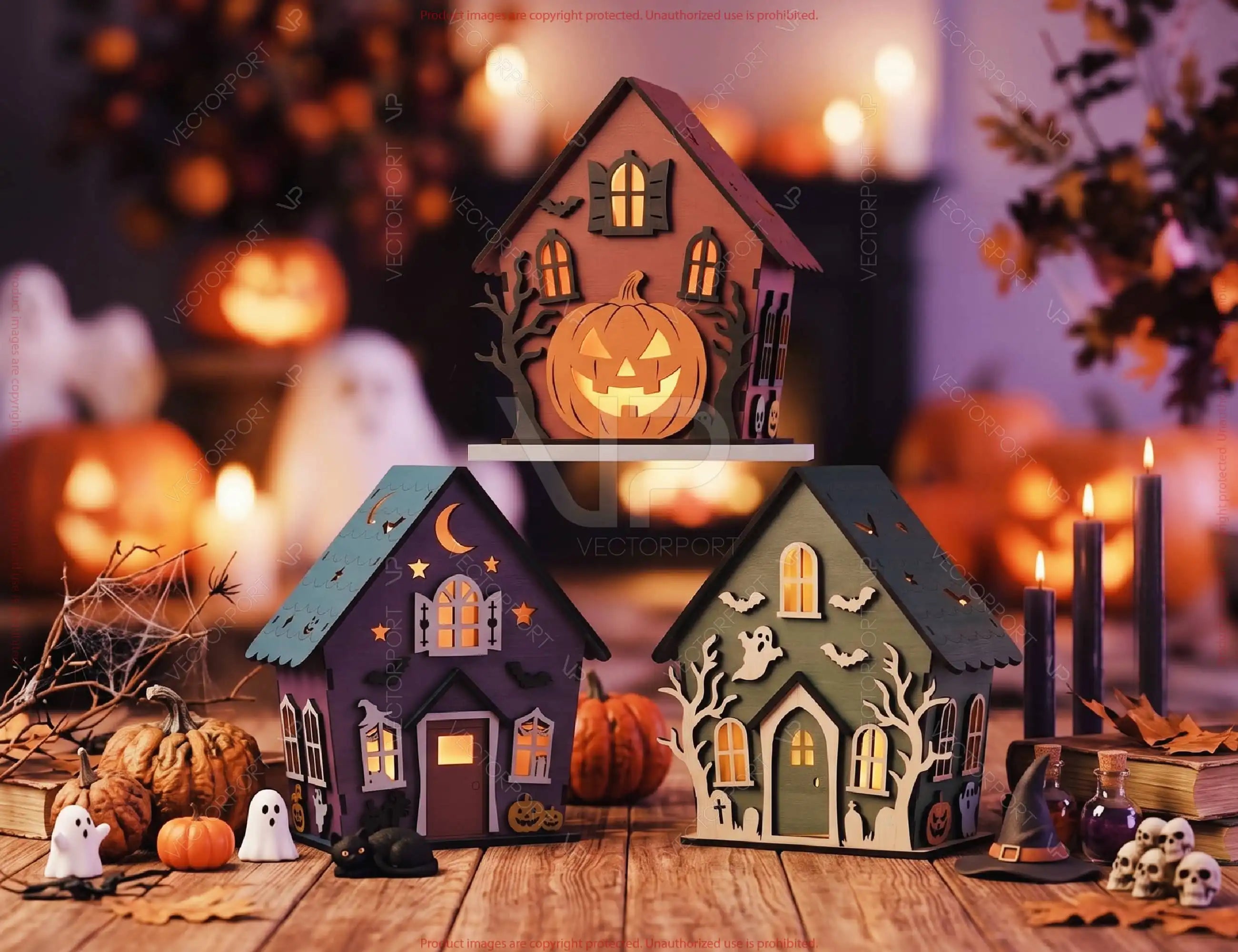 Halloween Haunted House Spooky Candle Holder Lantern Tea Light SVG Digital Download |#U737| VectorPort