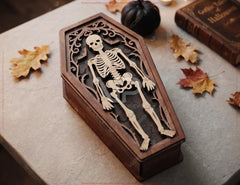 Gothic Coffin Halloween Wooden Keepsake Box Laser Cut Bundle SVG Skeleton, Spider Web Digital Download |#U738| VectorPort