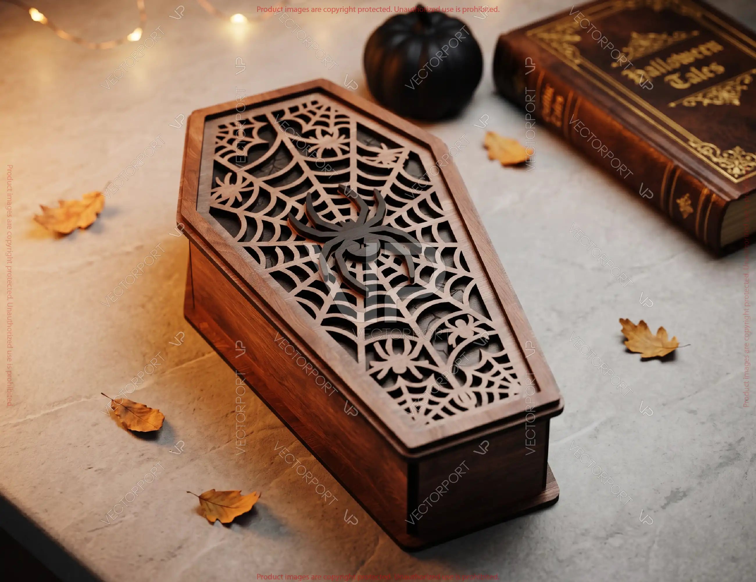 Gothic Coffin Halloween Wooden Keepsake Box Laser Cut Bundle SVG Skeleton, Spider Web Digital Download |#U738| VectorPort