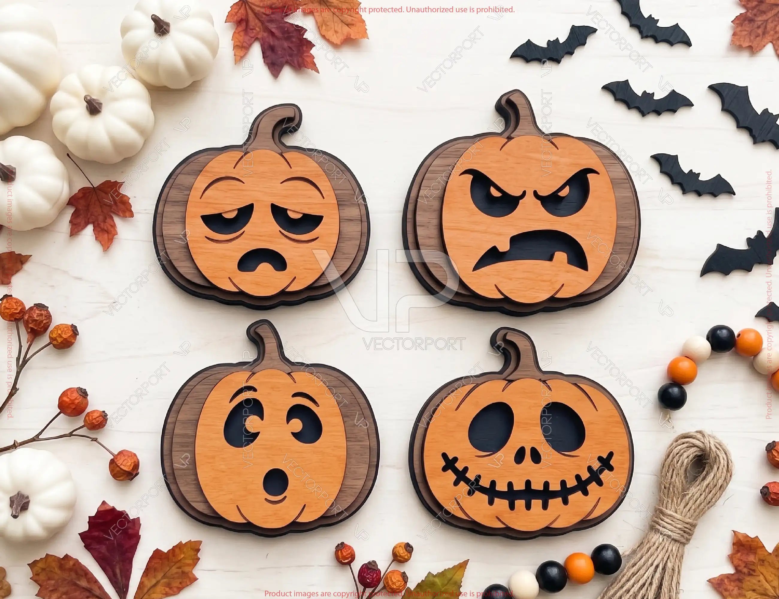 3D Layered Halloween Pumpkin Faces SVG Laser Cut Files Digital Download |#U740| VectorPort