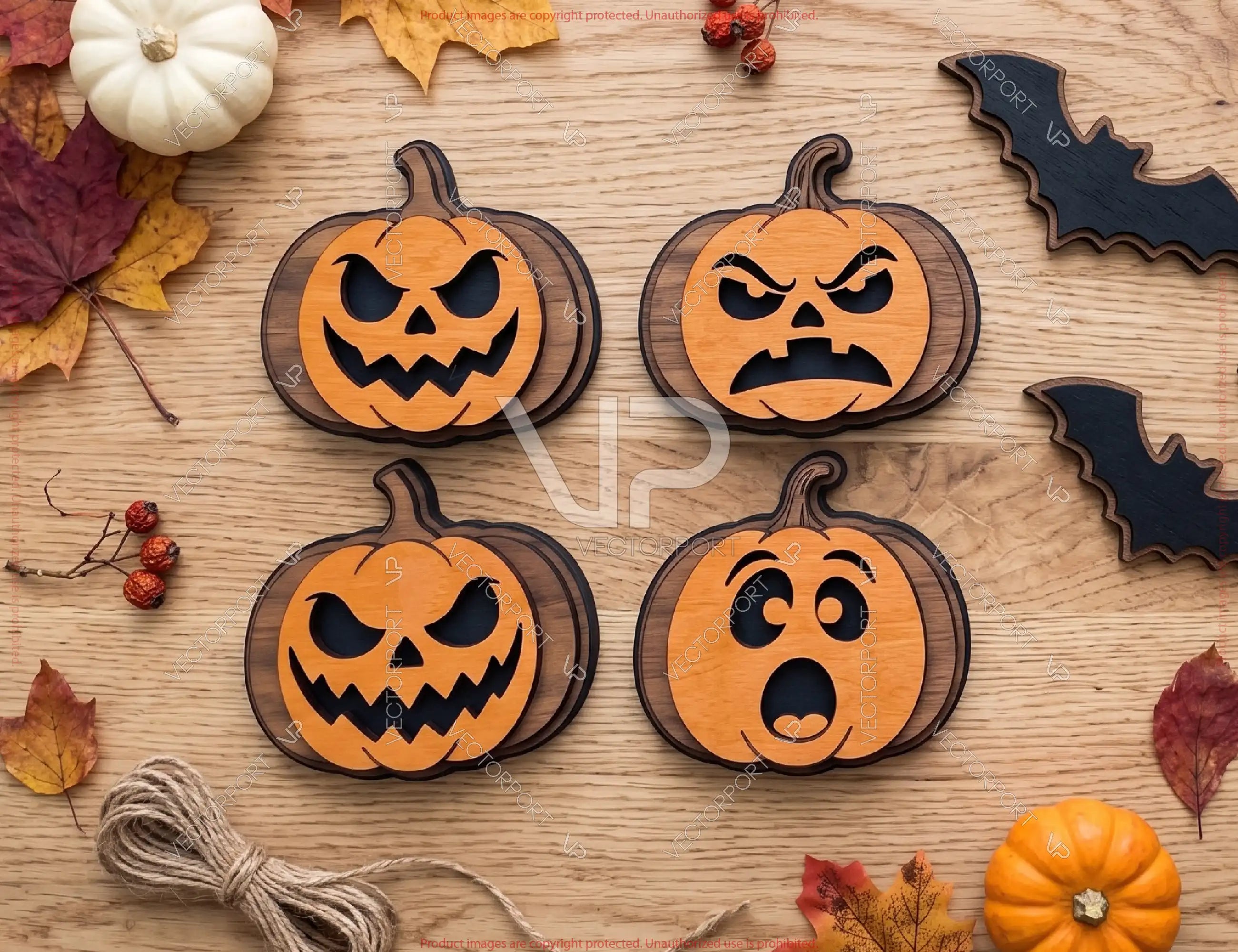 3D Layered Halloween Pumpkin Faces SVG Laser Cut Files Digital Download |#U740| VectorPort