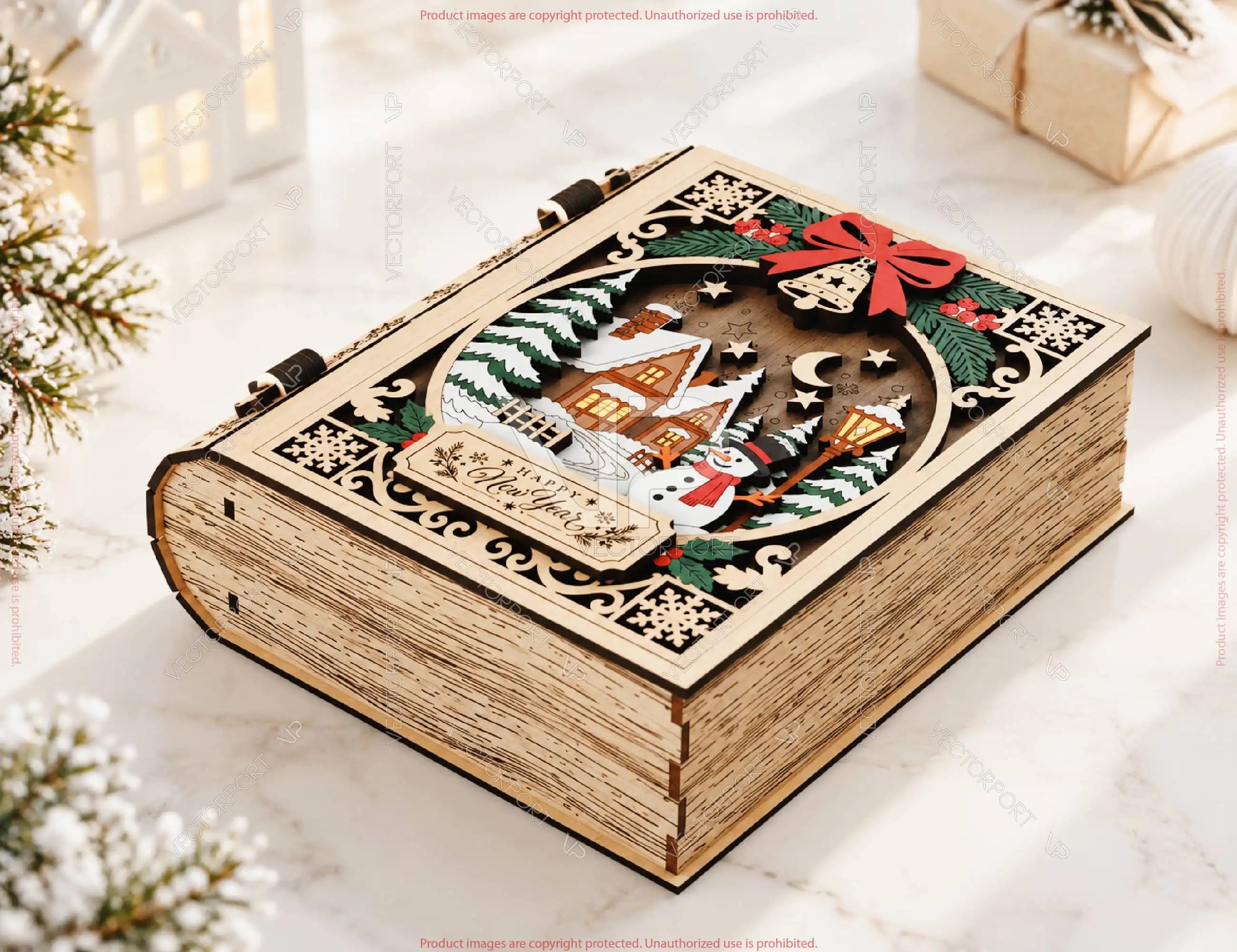 Christmas Book Box SVG Personalized Wooden Gift Box Digital Download |#U743| VectorPort