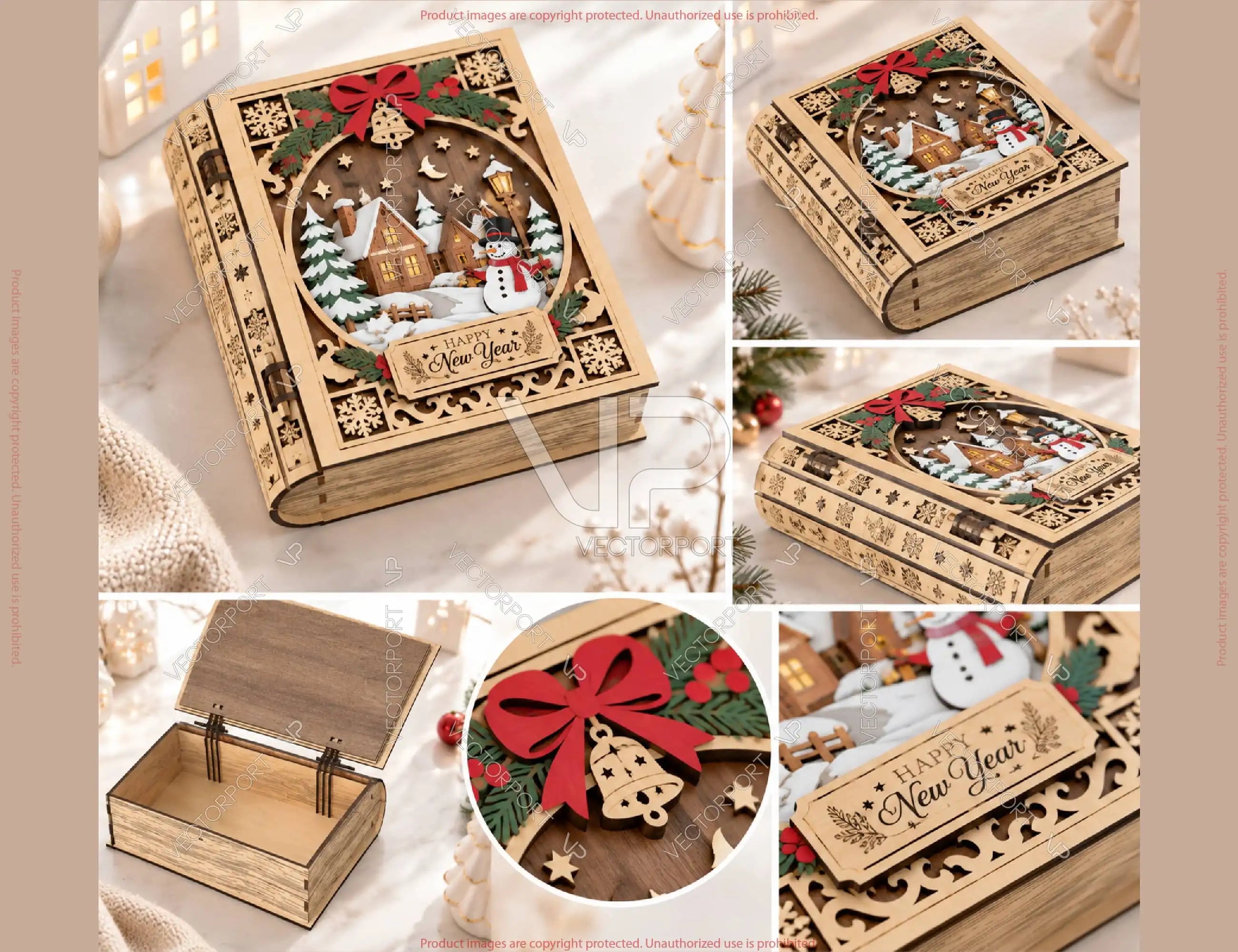 Christmas Book Box SVG Personalized Wooden Gift Box Digital Download |#U743| VectorPort