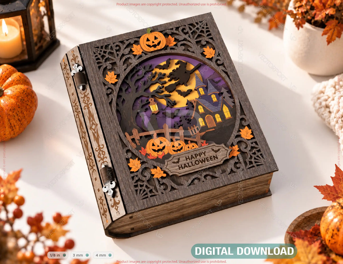 Halloween Book Box SVG Personalized Wooden Gift Box Digital Download |#U744| VectorPort