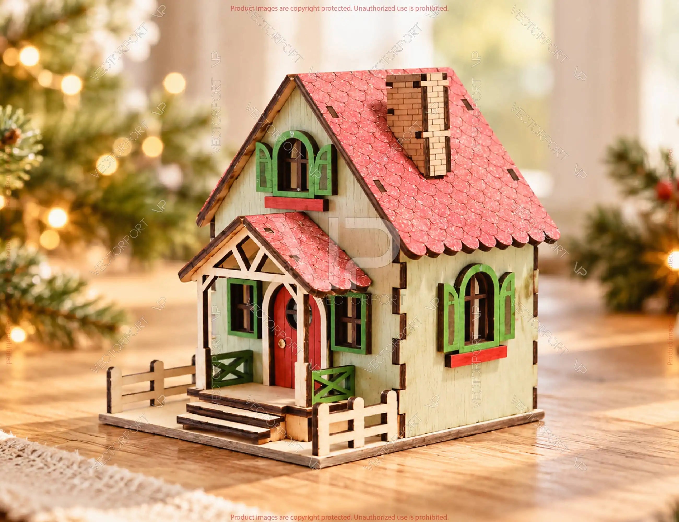Christmas Village Miniature Wooden House Lantern Tea Light SVG Digital Download |#U745| VectorPort