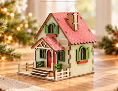 Christmas Village Miniature Wooden House Lantern Tea Light SVG Digital Download |#U745| VectorPort