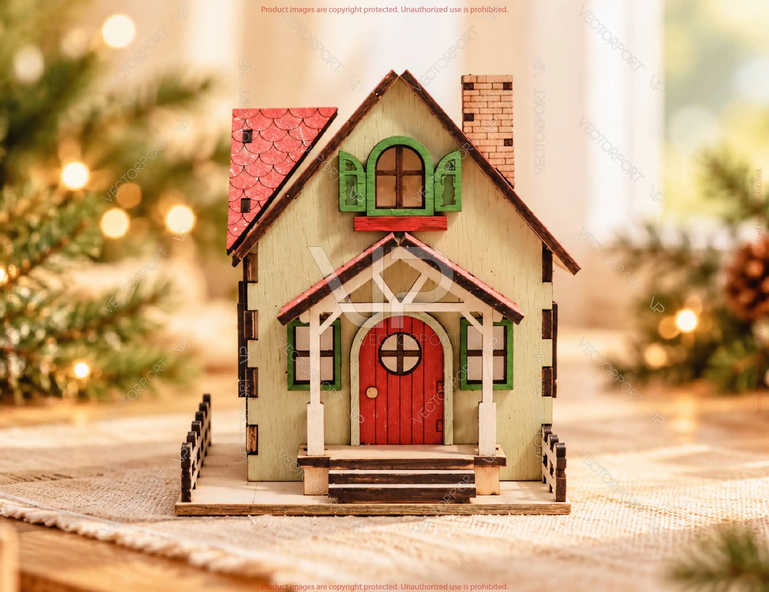 Christmas Village Miniature Wooden House Lantern Tea Light SVG Digital Download |#U745| VectorPort