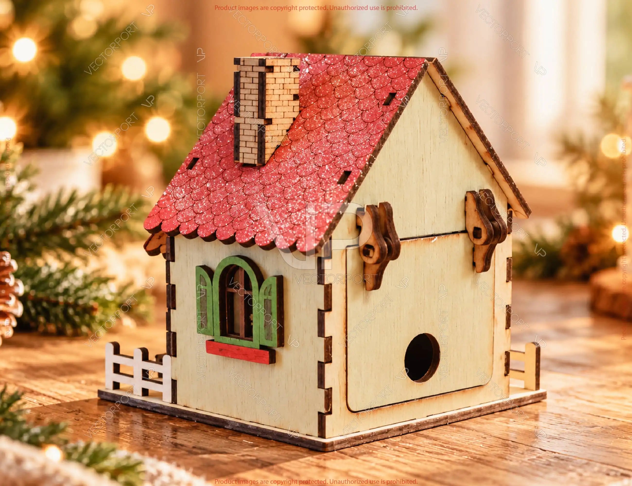 Christmas Village Miniature Wooden House Lantern Tea Light SVG Digital Download |#U745| VectorPort