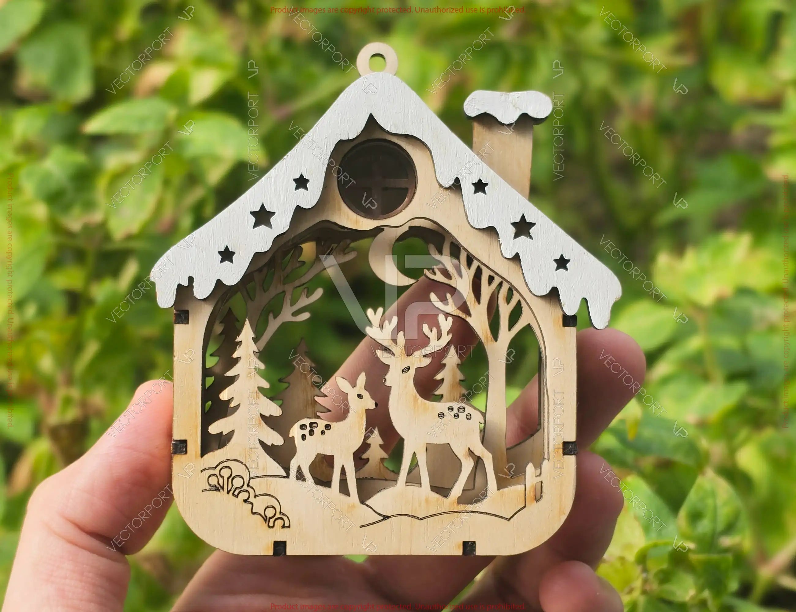 3D Layered Wooden Christmas Ornament Winter Scene Laser Cut Files Digital Download |#U746| VectorPort