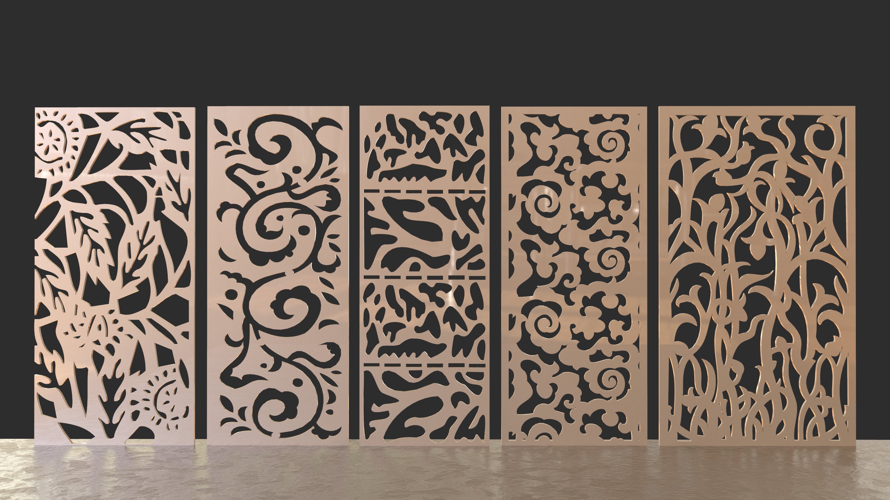 Tree Ornaments for decorative partitions panel screen CNC Laser Cutting File | SVG, DXF, AI |#C008|