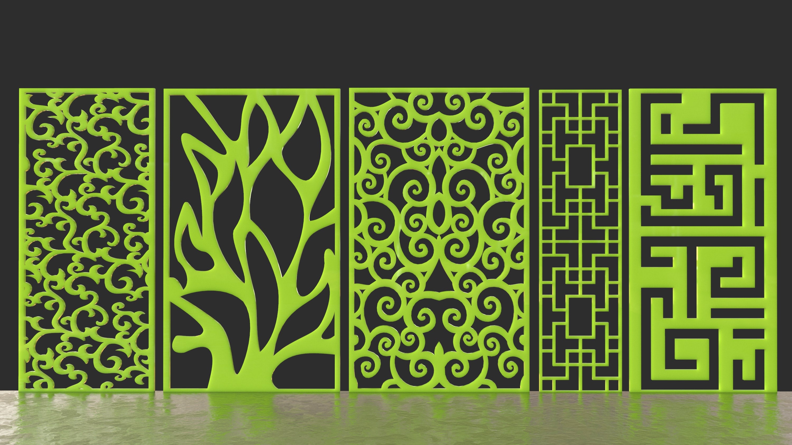 Tree Ornaments for decorative partitions panel screen CNC Laser Cutting File | SVG, DXF, AI |#C009|